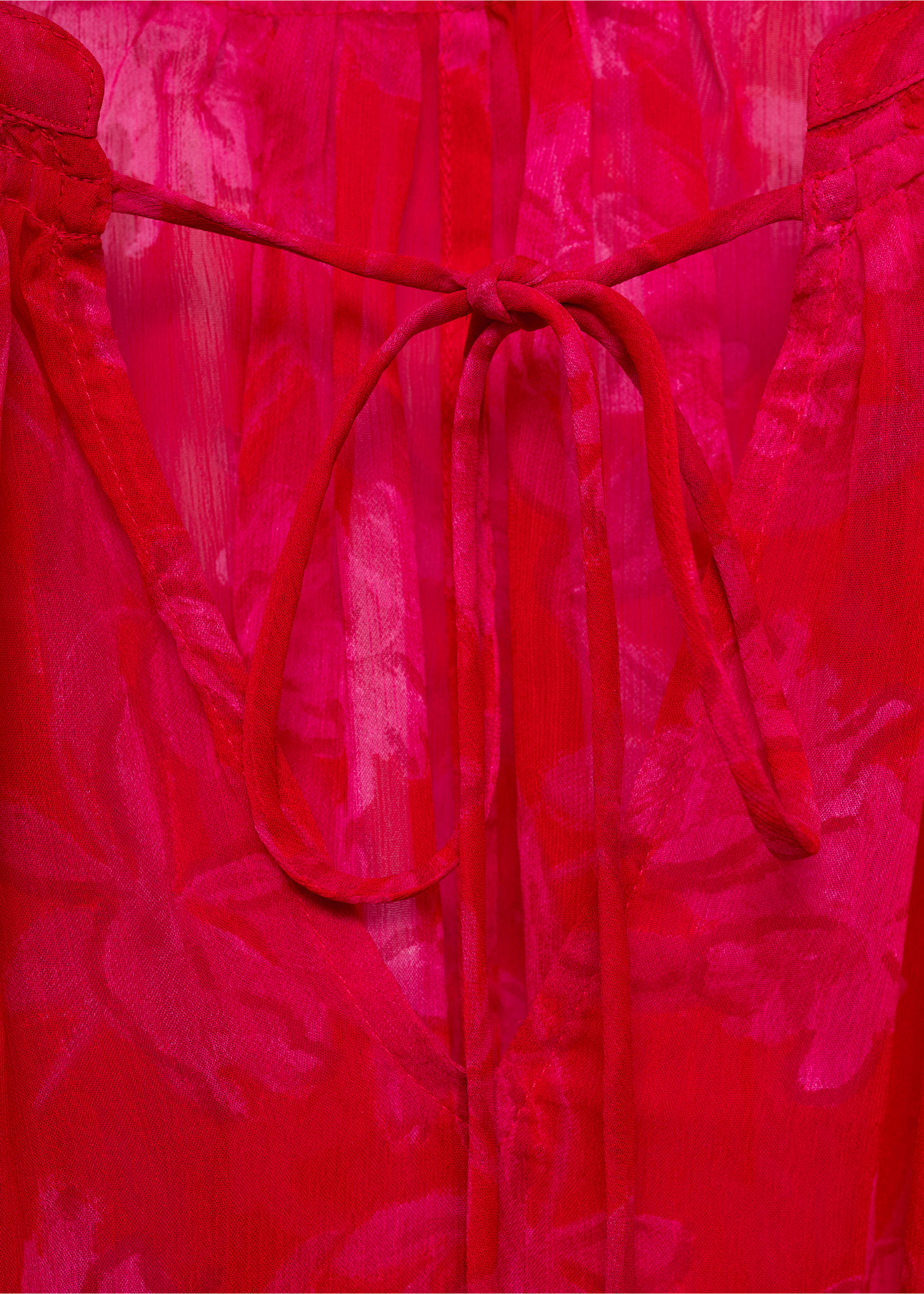 Semi-transparent floral-print blouse - Details of the article 0, Red. Ref: 77034024-00.