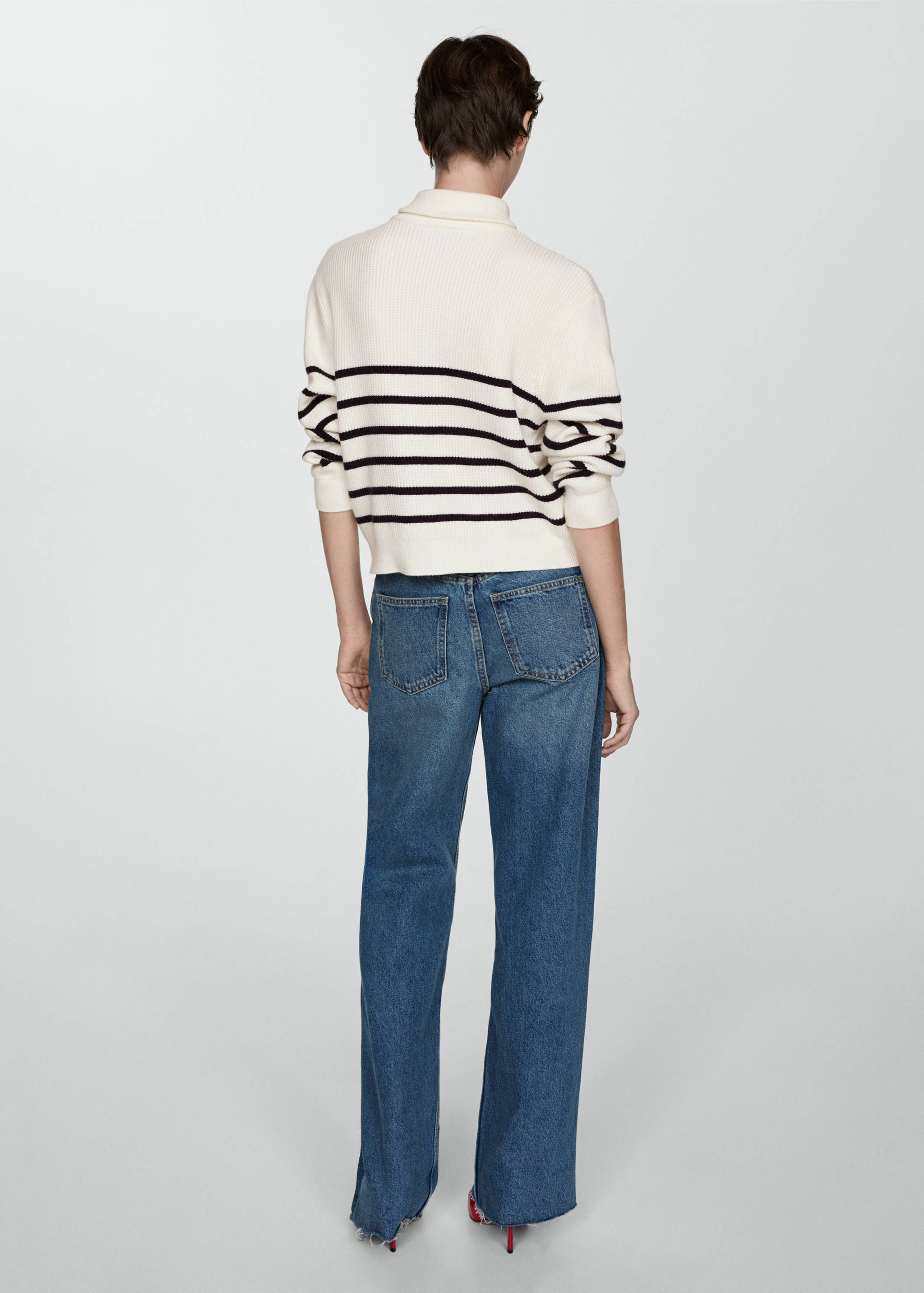 Striped sweater with zip - Reverse of the article