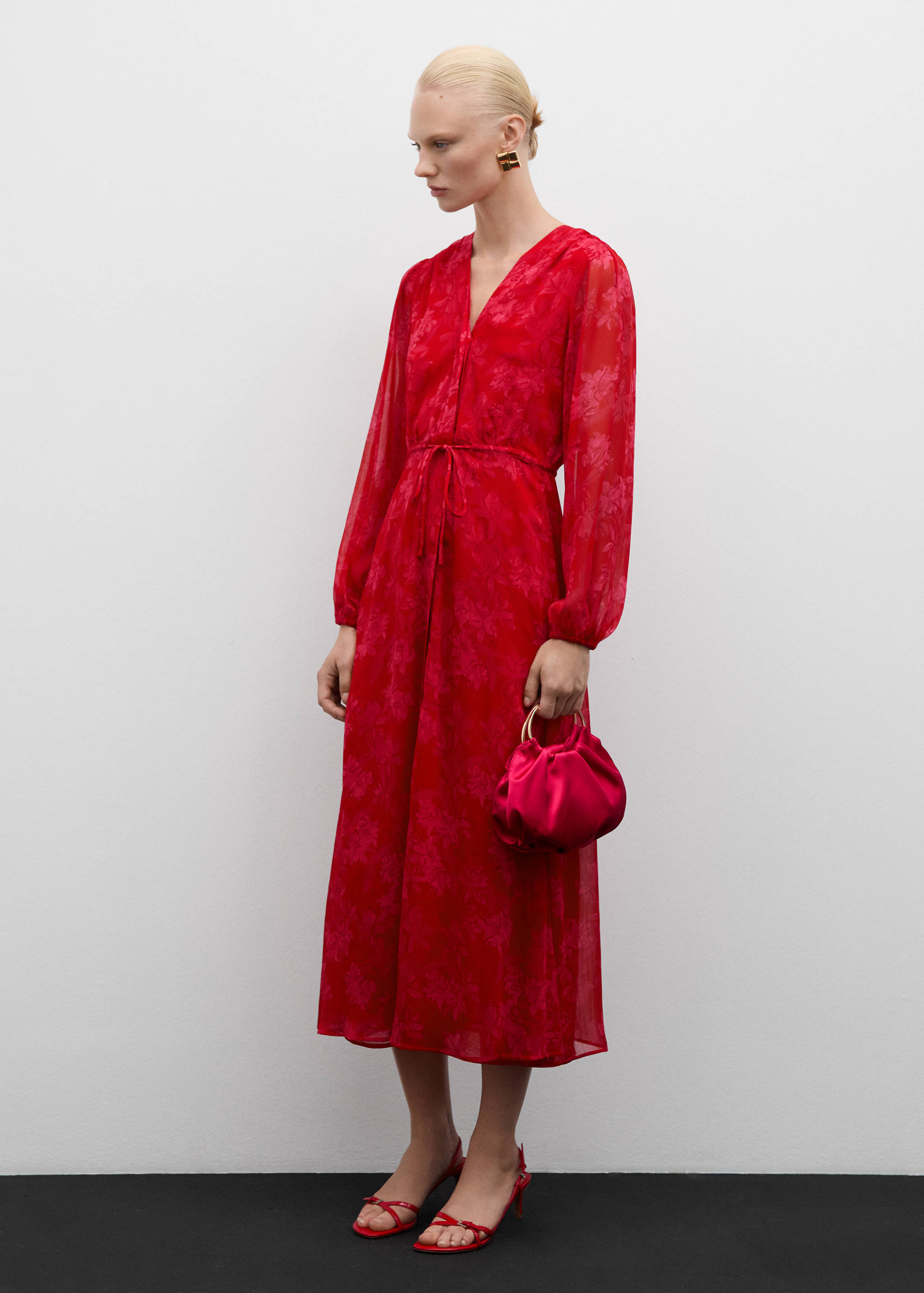 Floral-print dress with knot detail - General plane