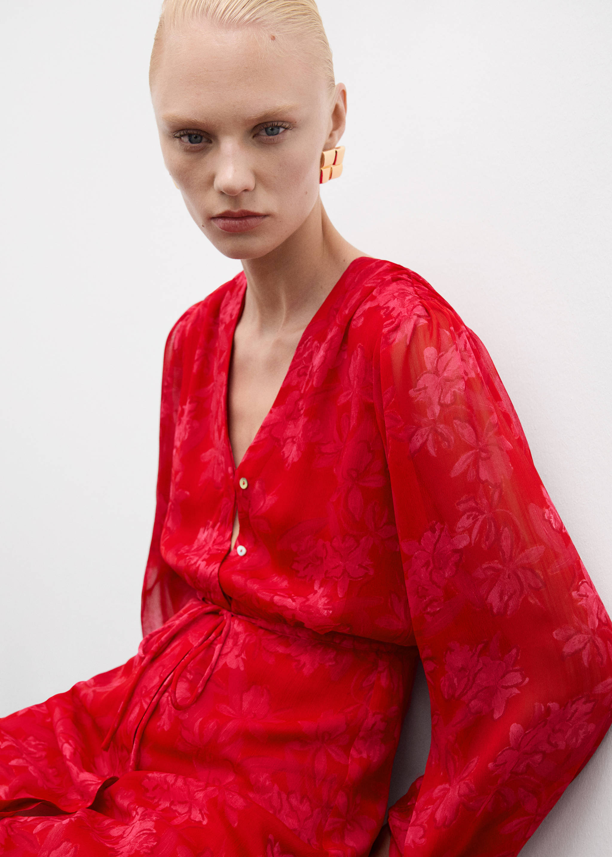 Floral-print dress with knot detail - Details of the article 2