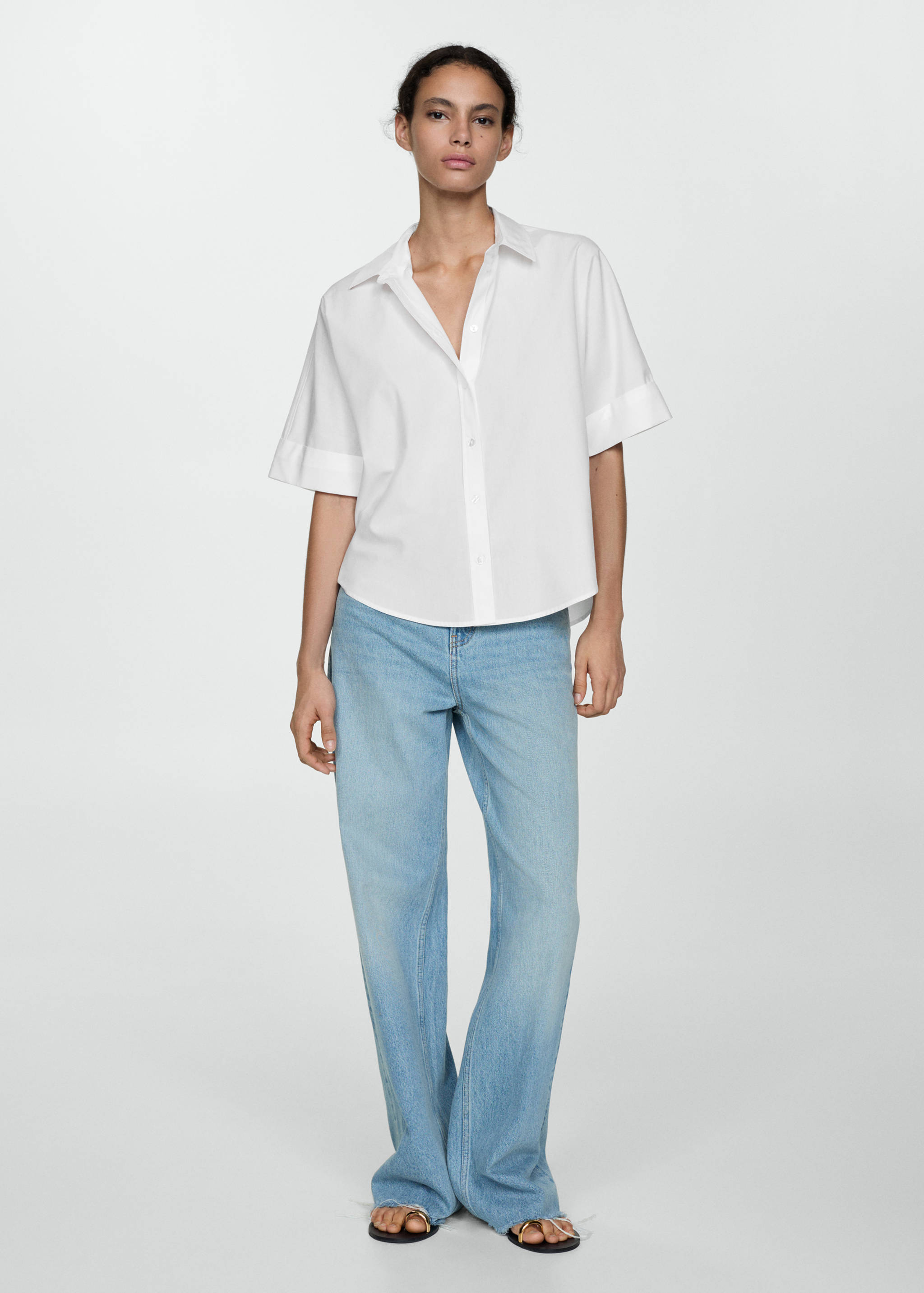 Short-sleeved lyocell cotton shirt - General plane