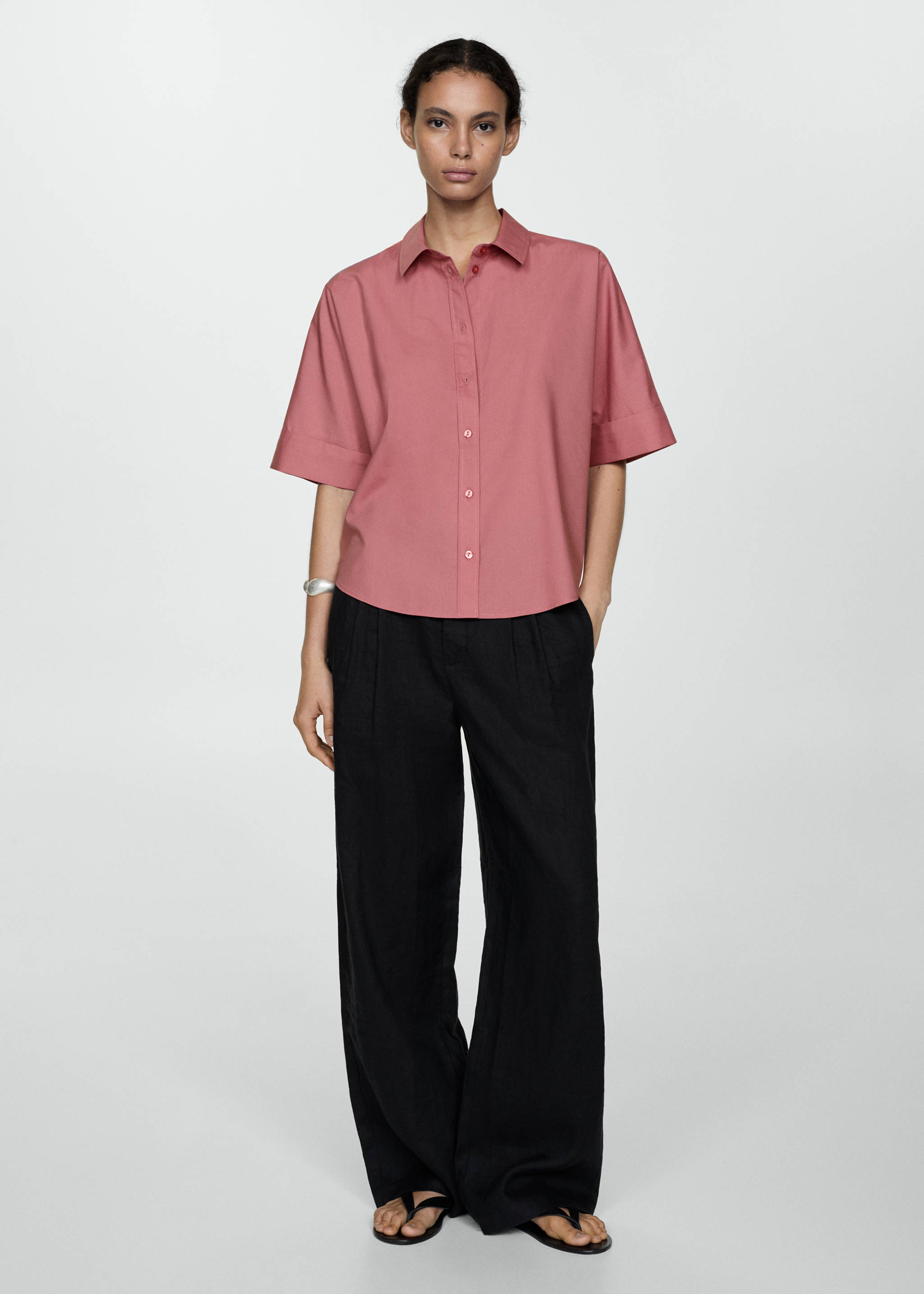 Short-sleeved lyocell cotton shirt - General plane