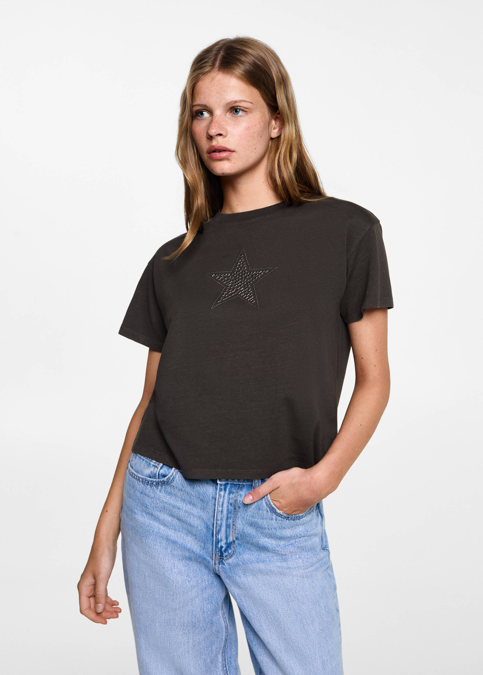 T-shirt imprimé clouté - Plan moyen