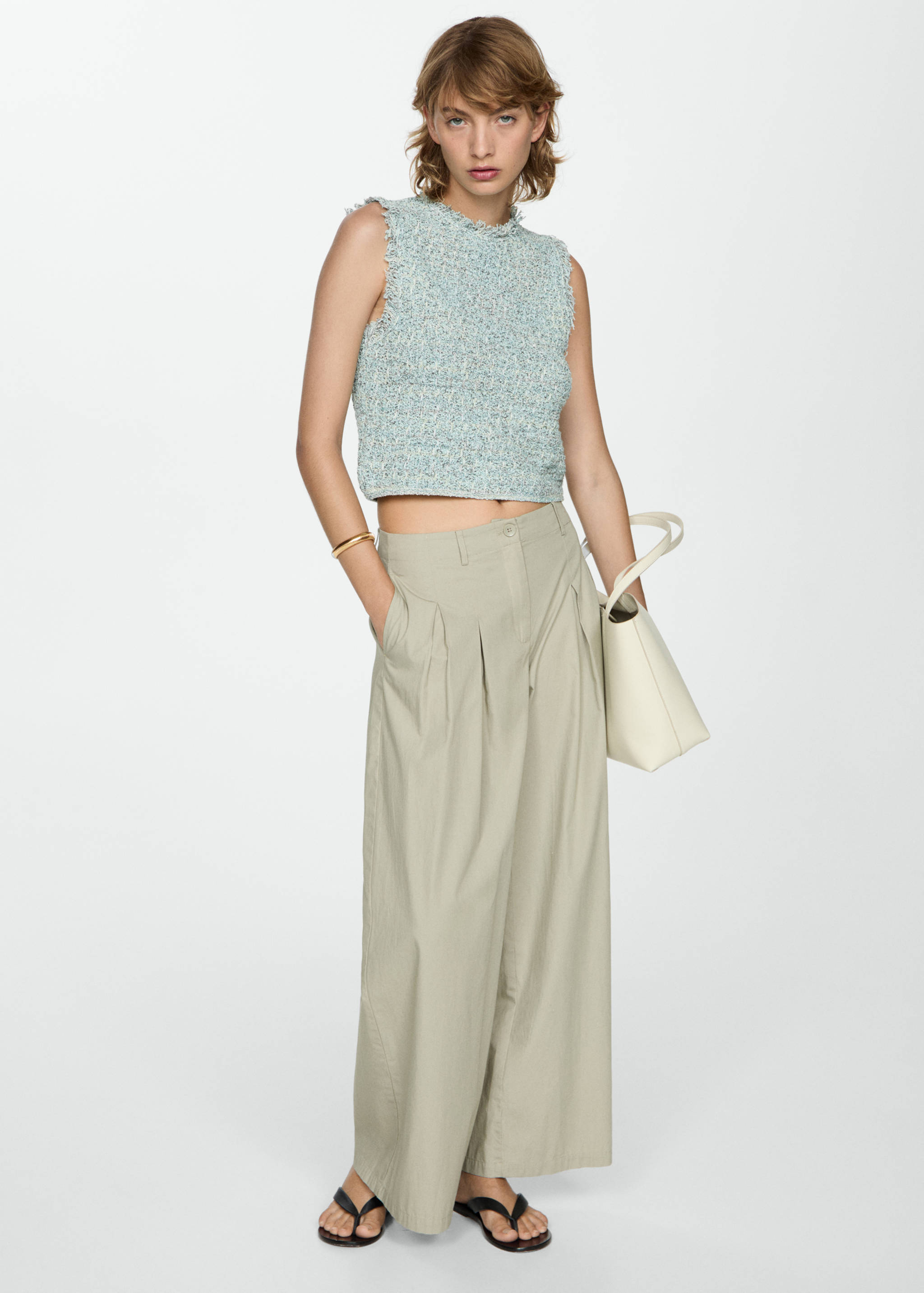 Tweed top with frayed detail - General plane