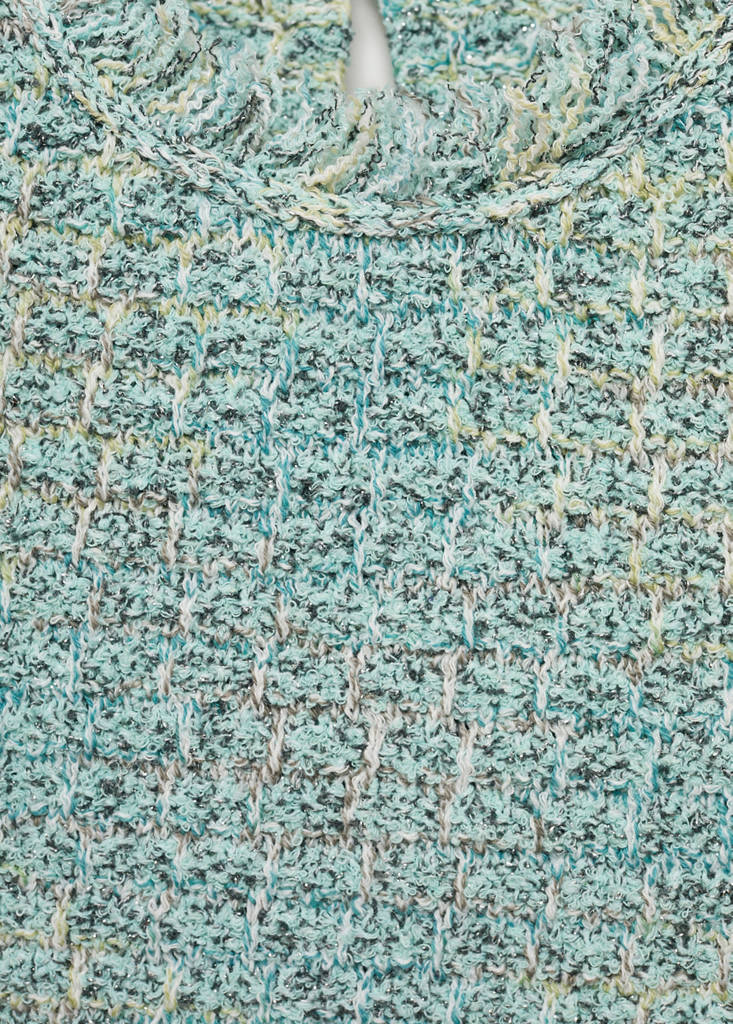 Tweed top with frayed detail — Aqua Green