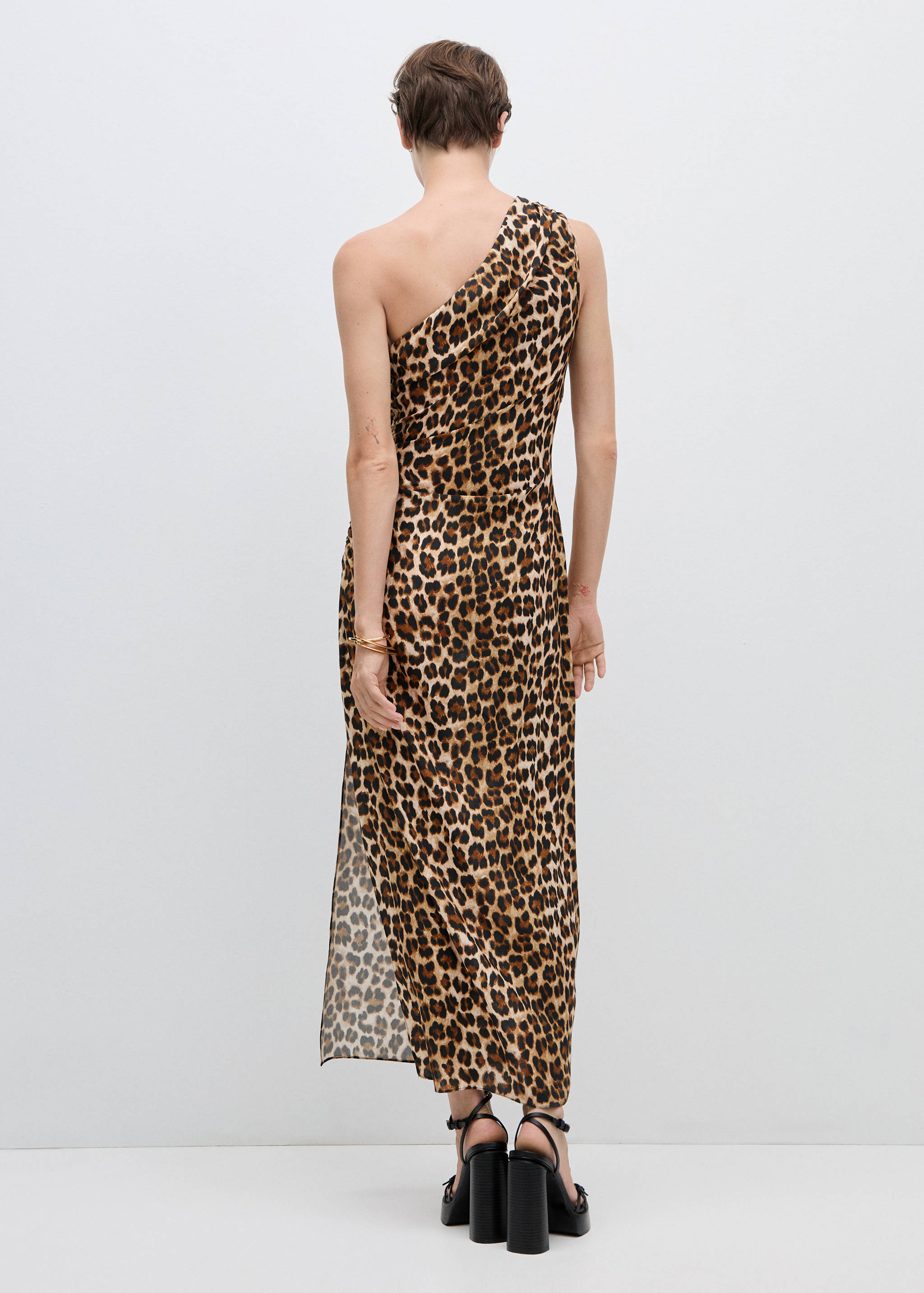 Asymmetrical animal-print dress - Details of the article 1