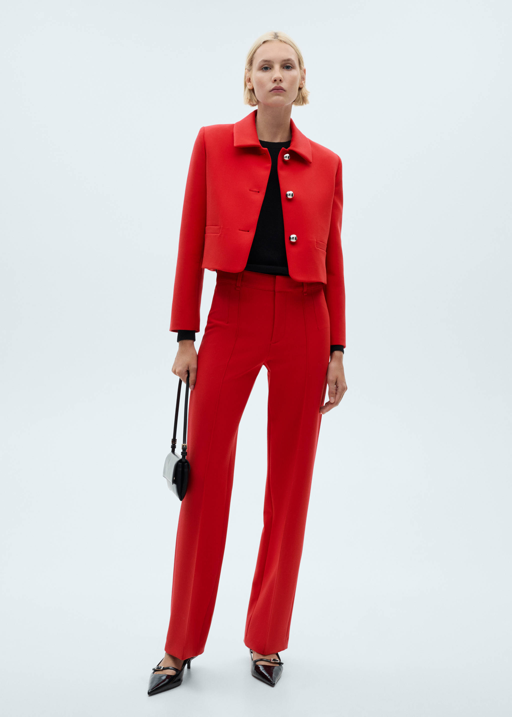 Buttoned cropped jacket - General plane