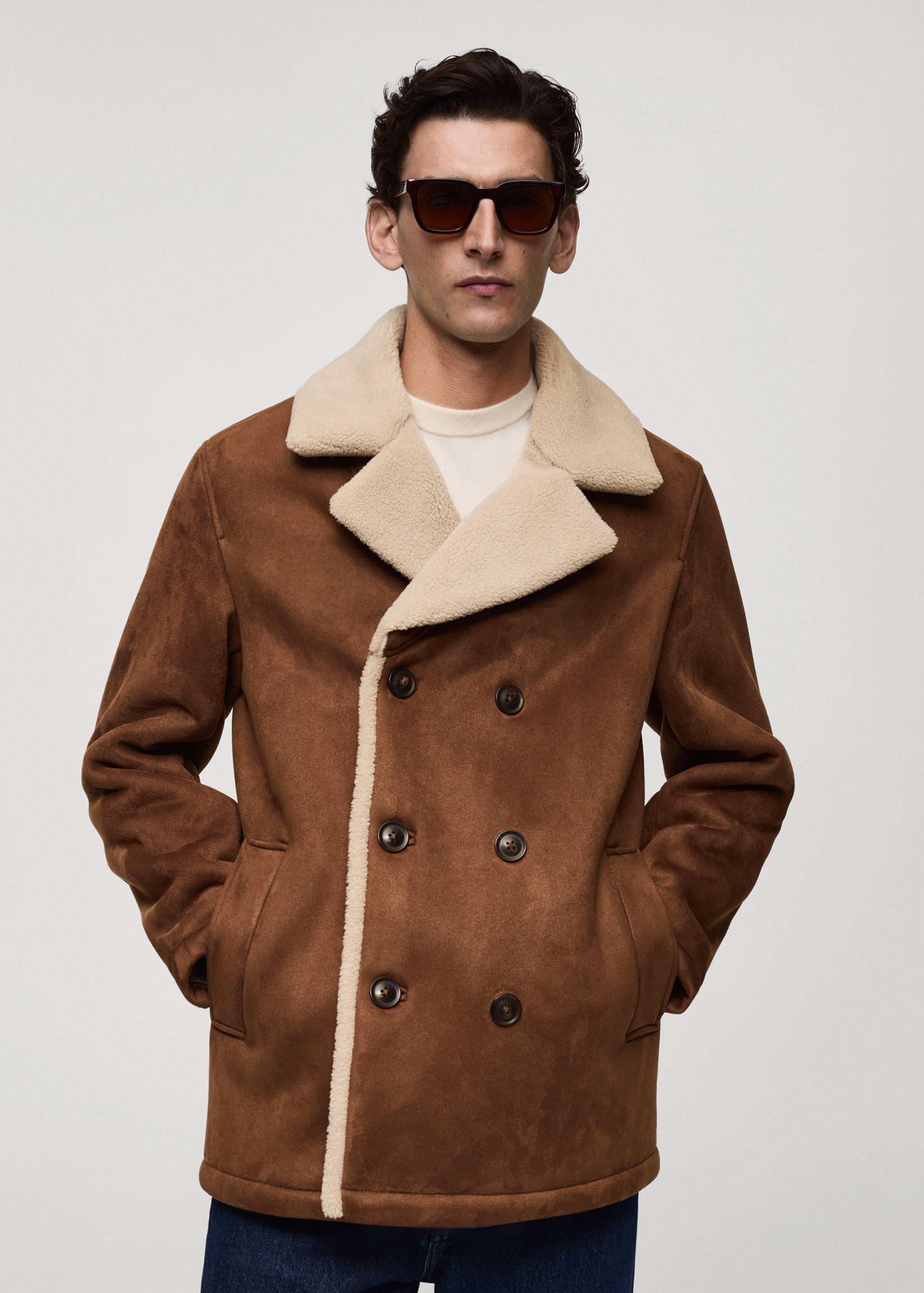 Suede effect sheepskin coat - Medium plane