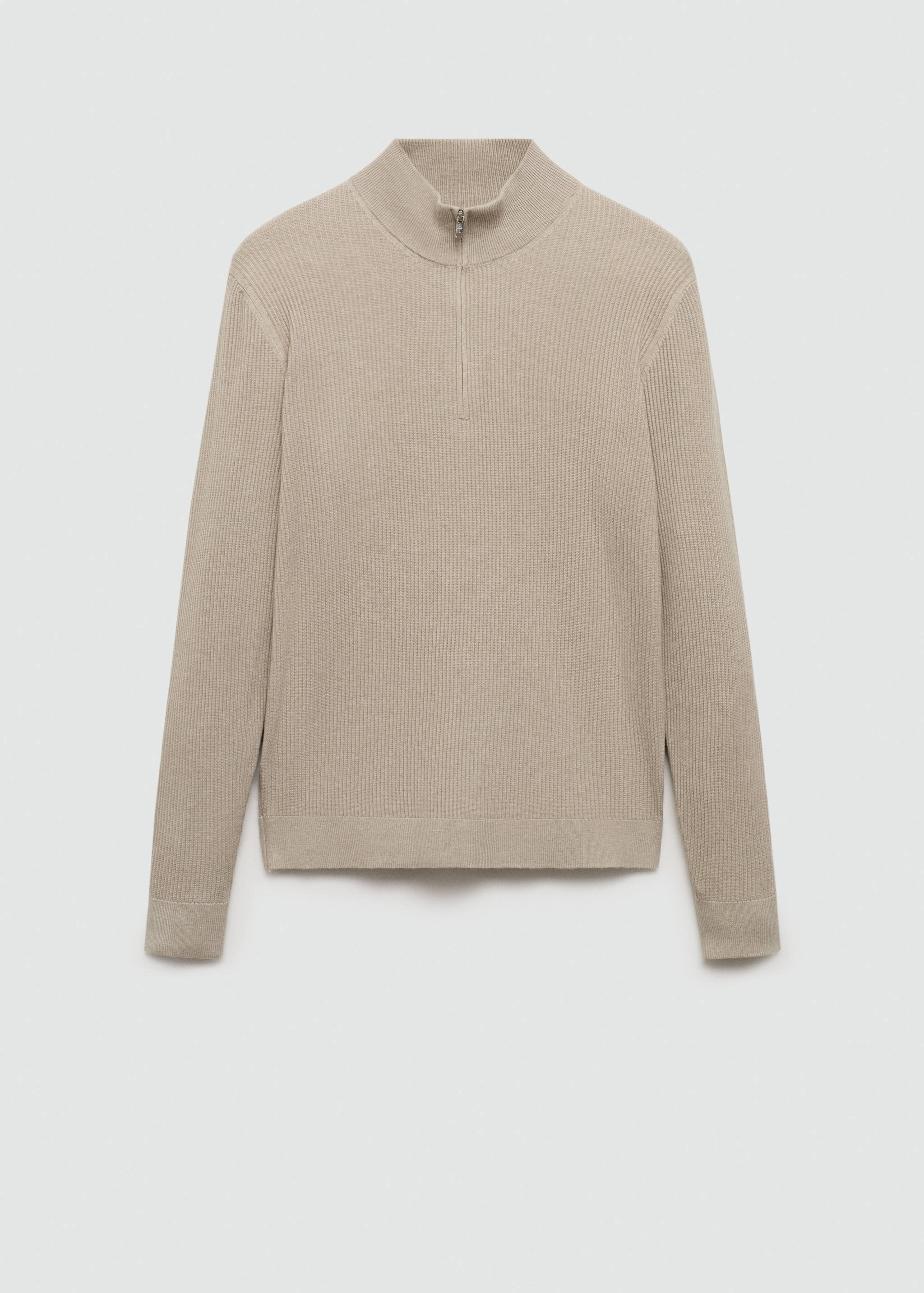 Gerippter Pullover mit Zip-Kragen - Artikel ohne Model