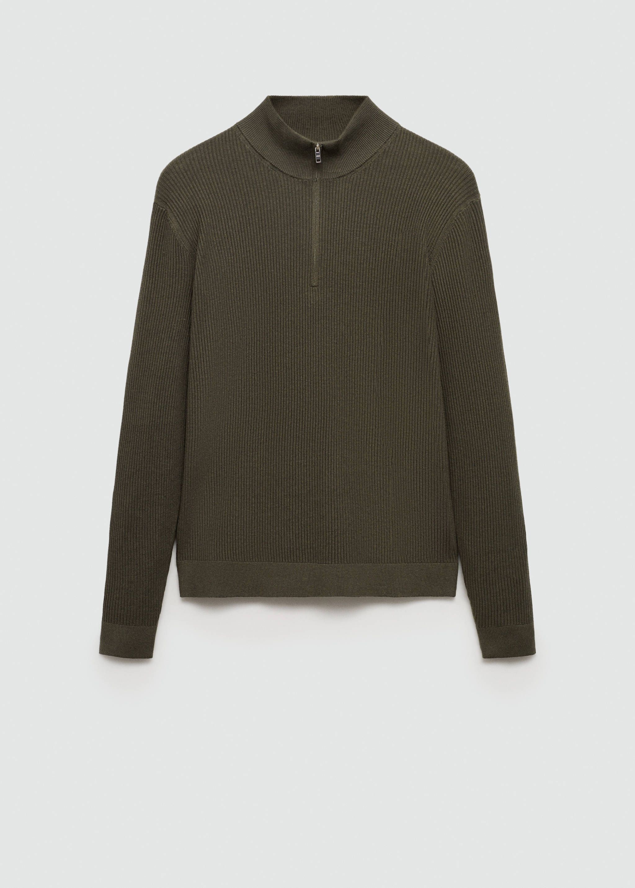 Gerippter Pullover mit Zip-Kragen - Artikel ohne Model