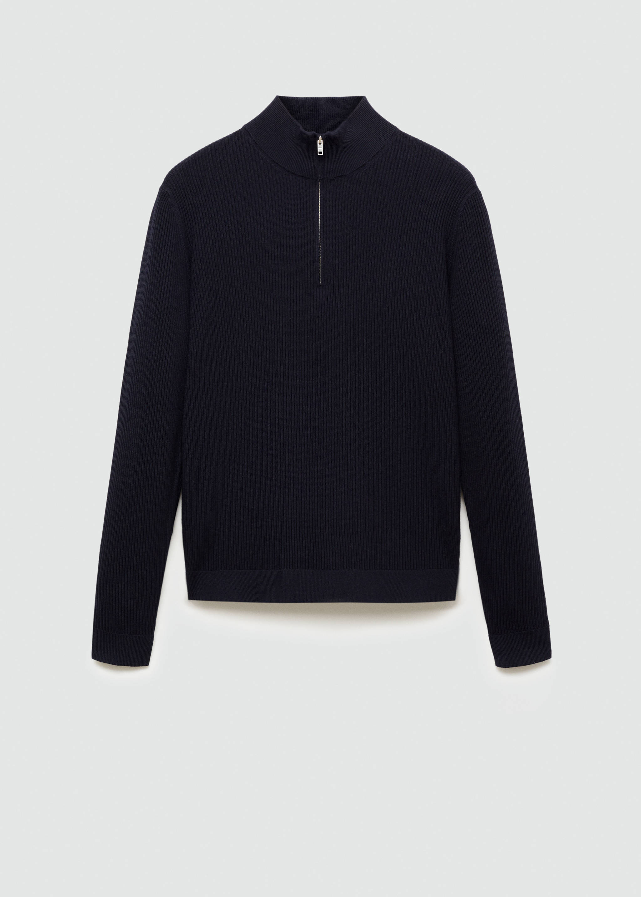 Gerippter Pullover mit Zip-Kragen - Artikel ohne Model