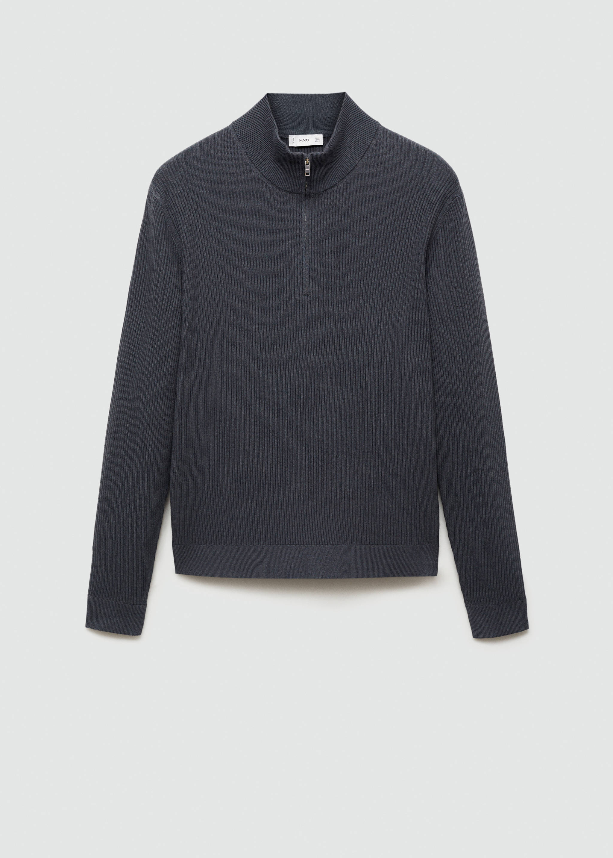 Gerippter Pullover mit Zip-Kragen - Artikel ohne Model