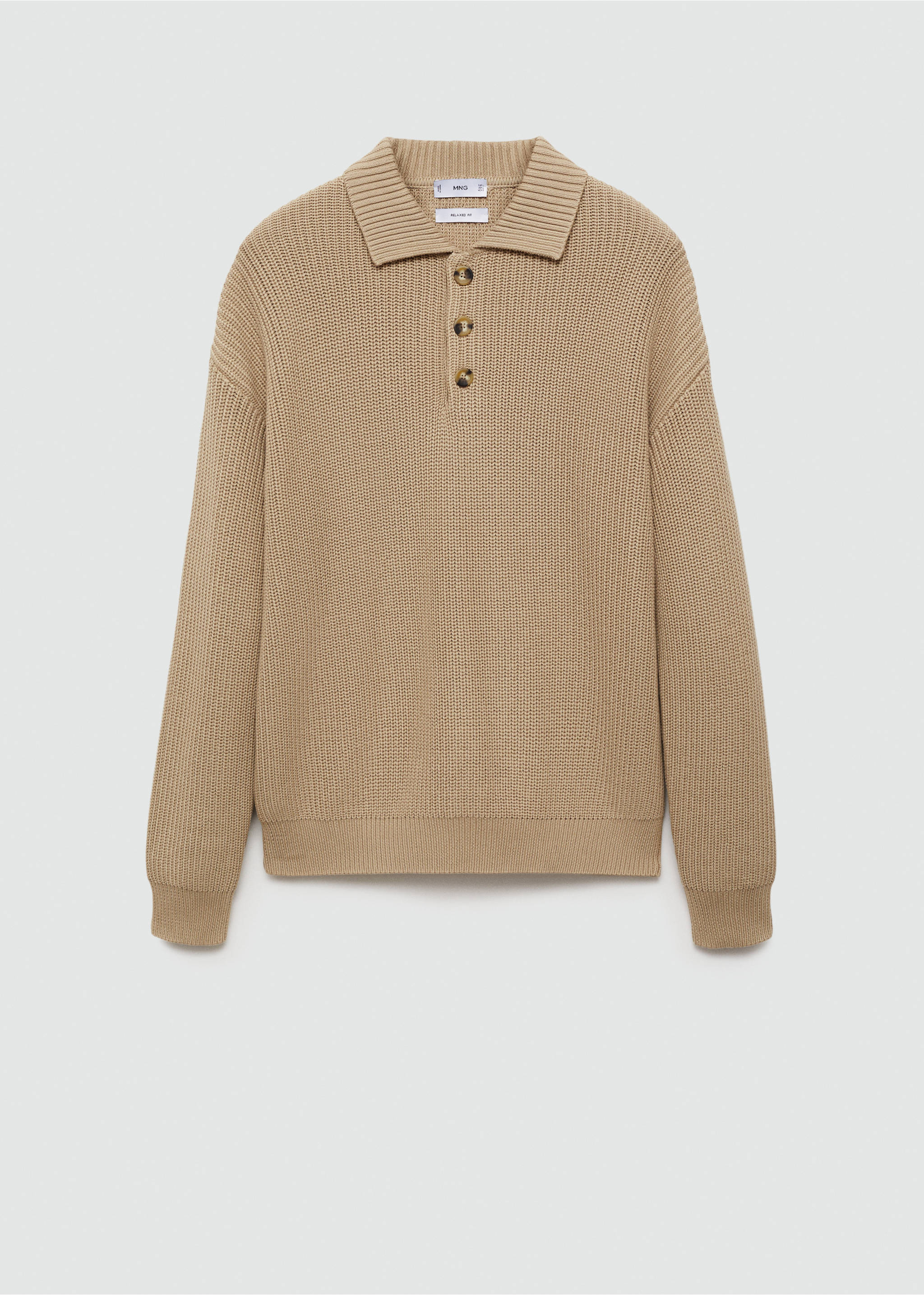 Chunky ribbed polo sweater - Article without model, Light/Pastel Grey. Ref: 77034446-00.