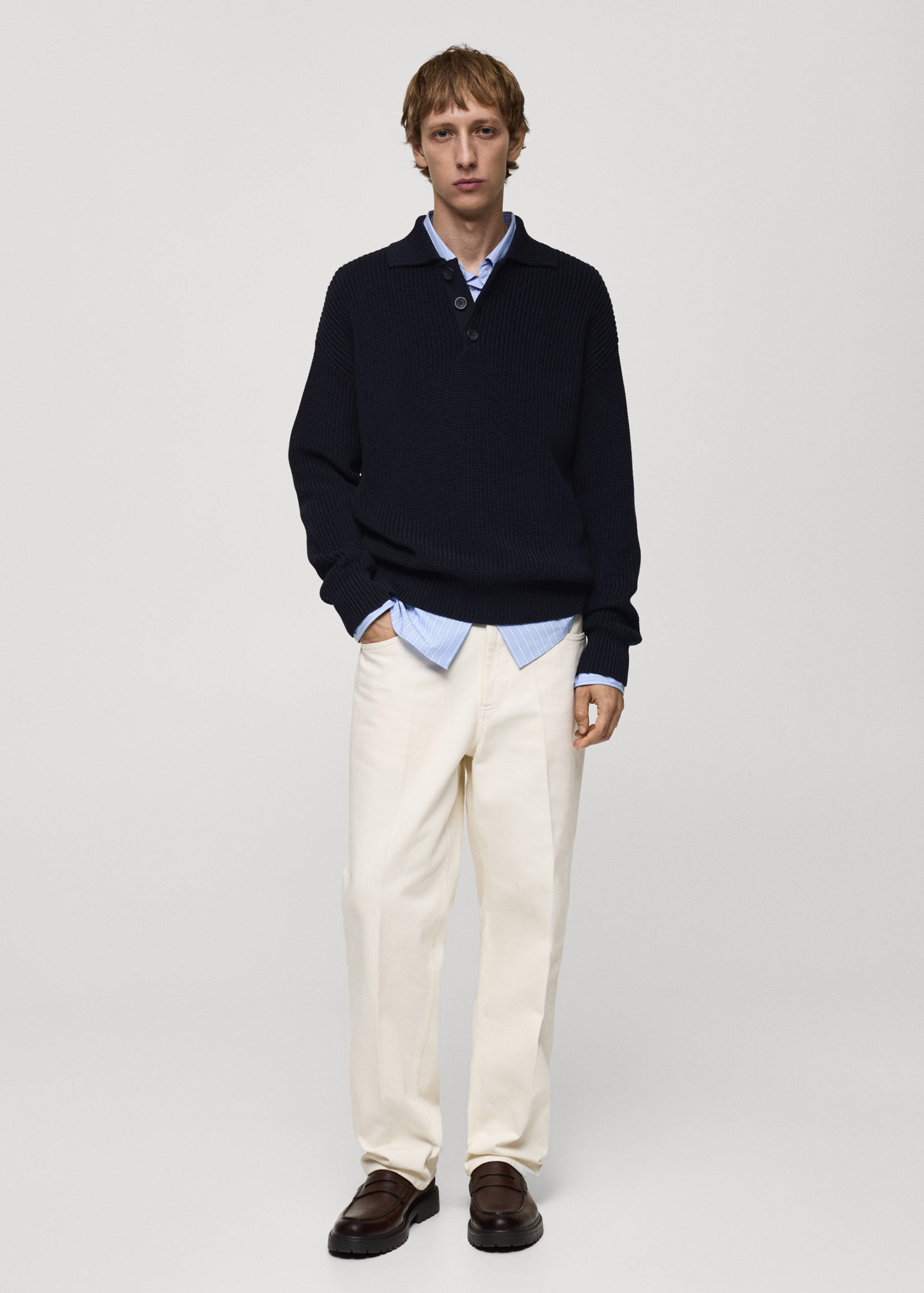 Chunky ribbed polo sweater - General plane