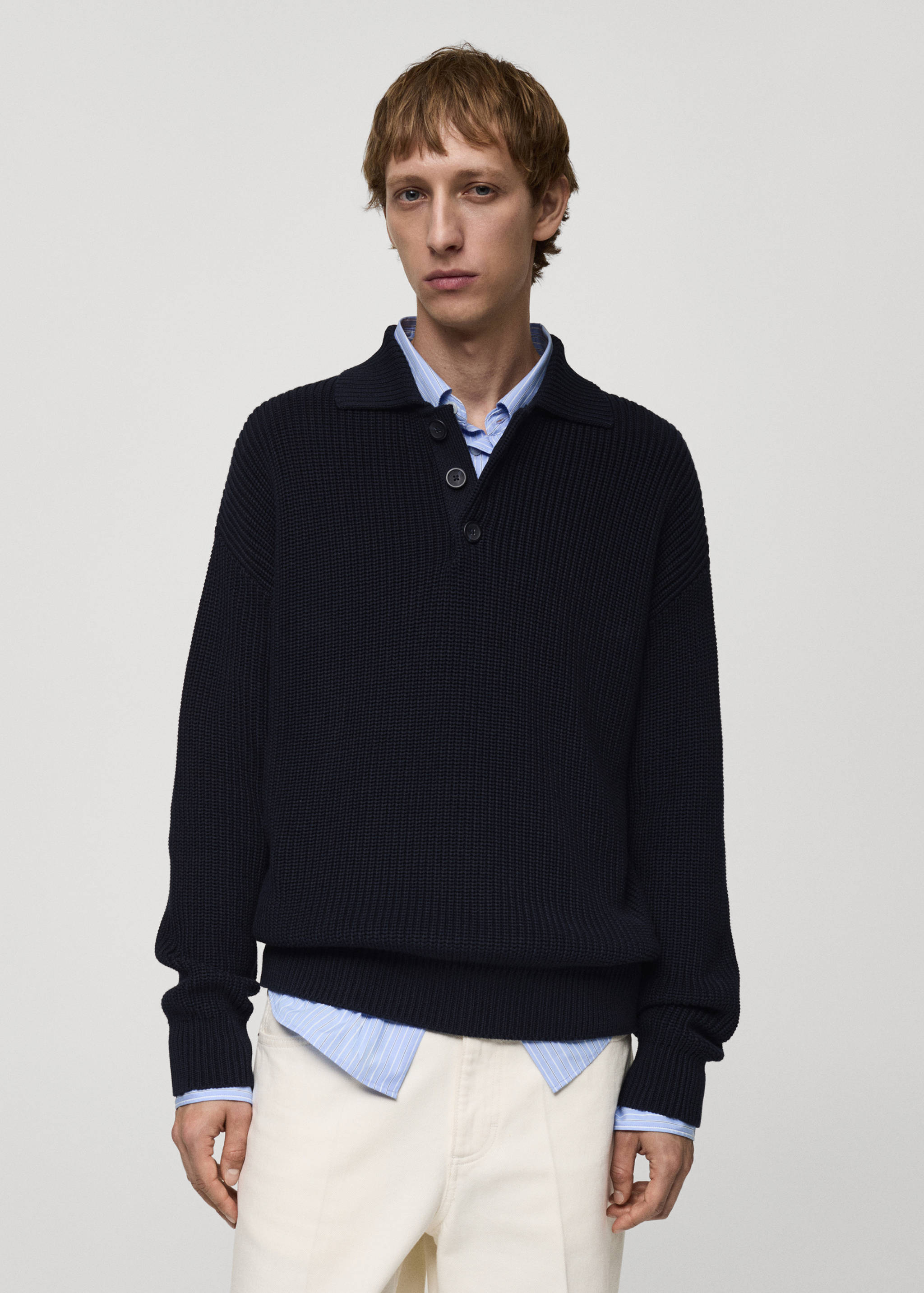 Chunky ribbed polo sweater - Medium plane