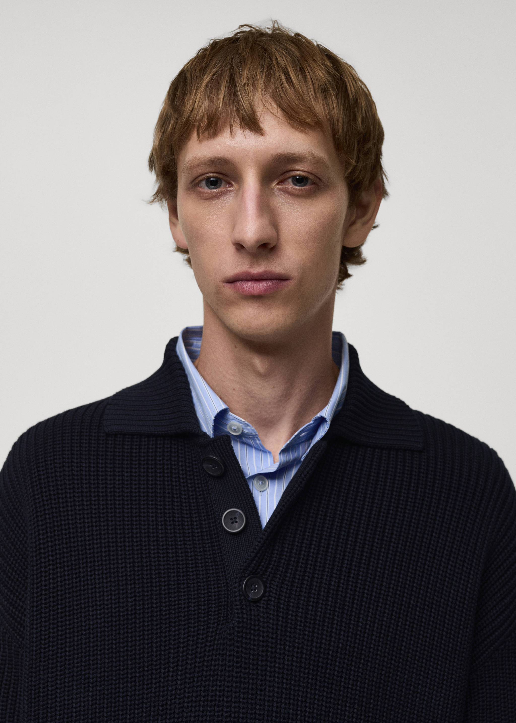 Chunky ribbed polo sweater - Details of the article 1