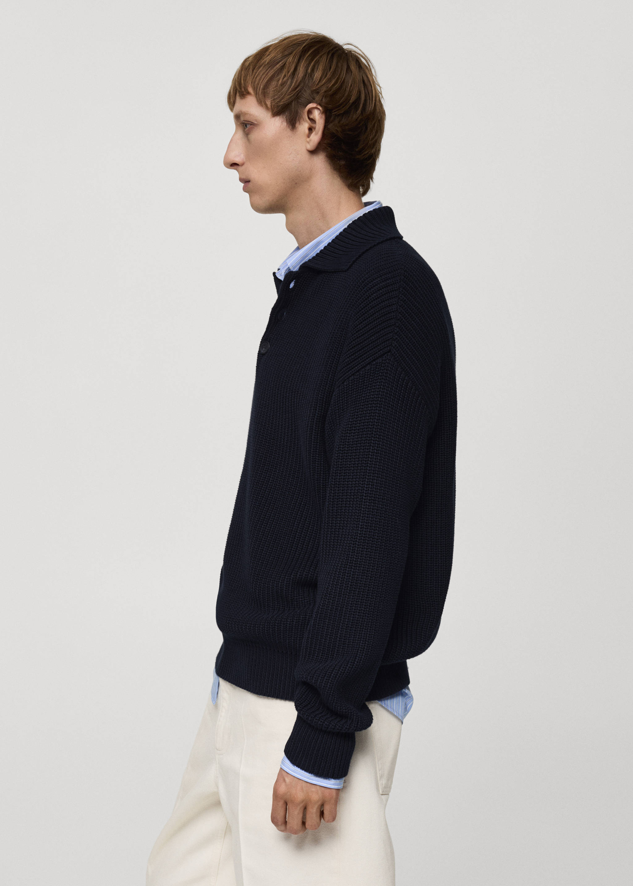 Chunky ribbed polo sweater - Details of the article 2