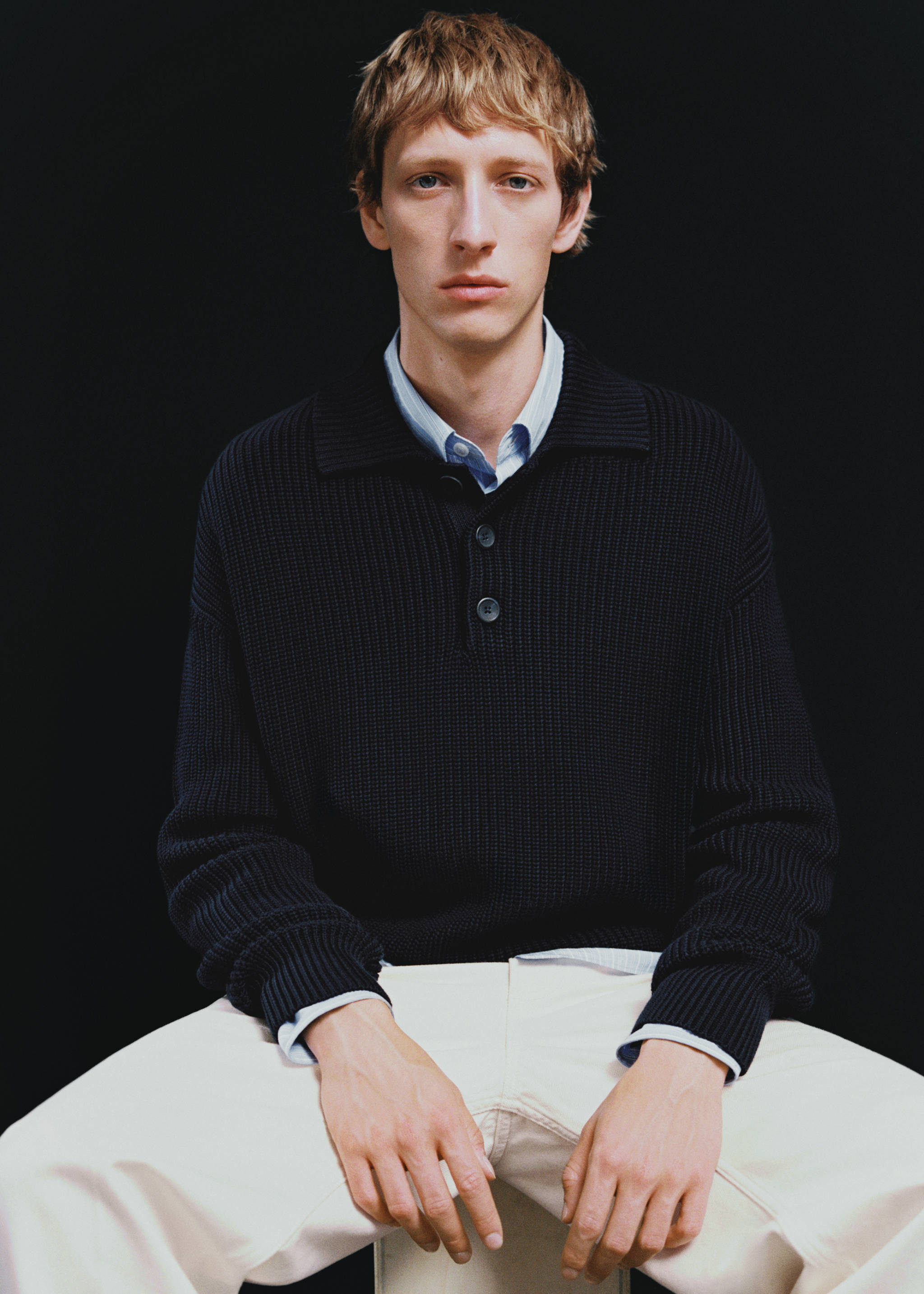 Chunky ribbed polo sweater - Details of the article 3