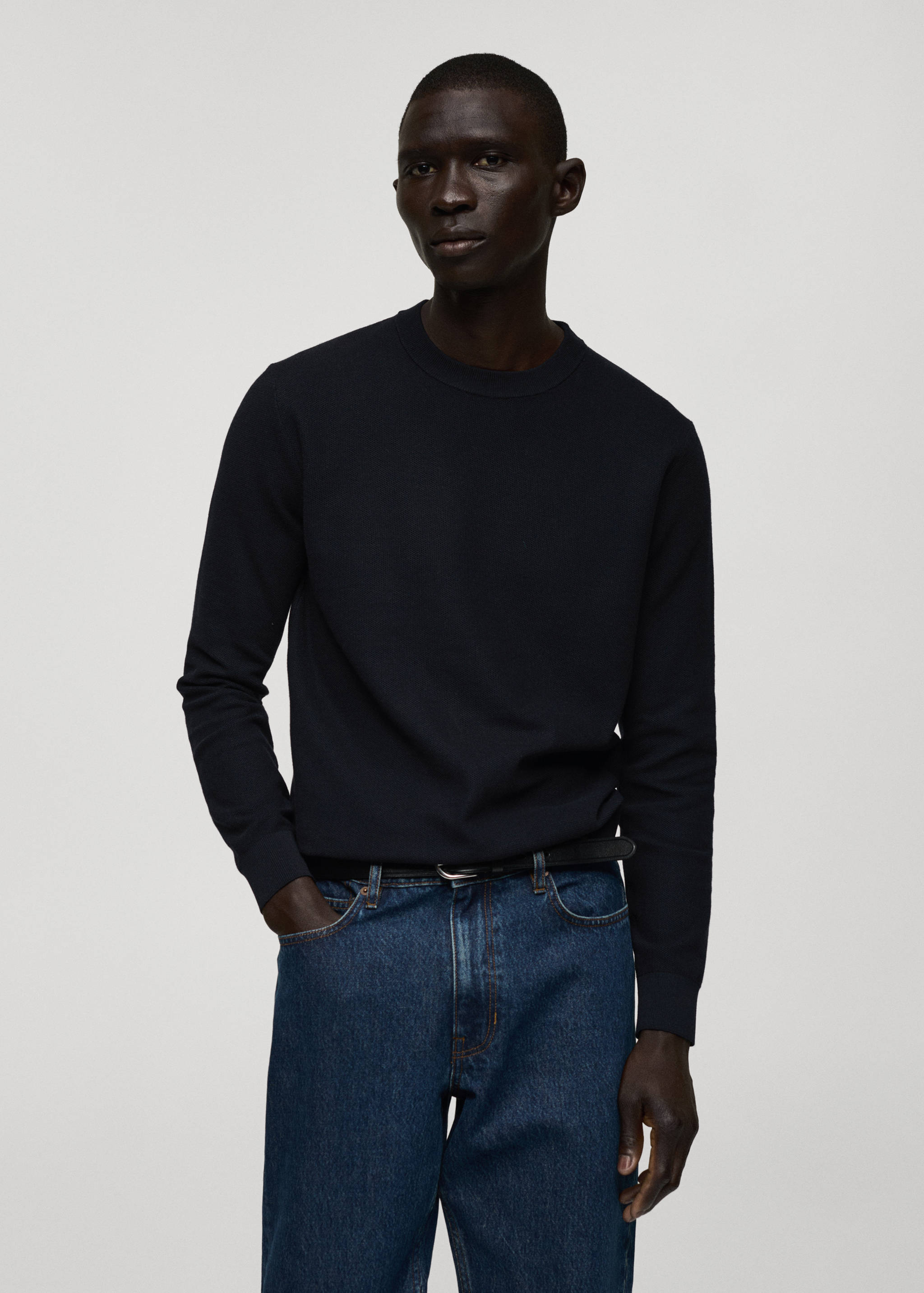 Fine-knit cotton sweater - Medium plane