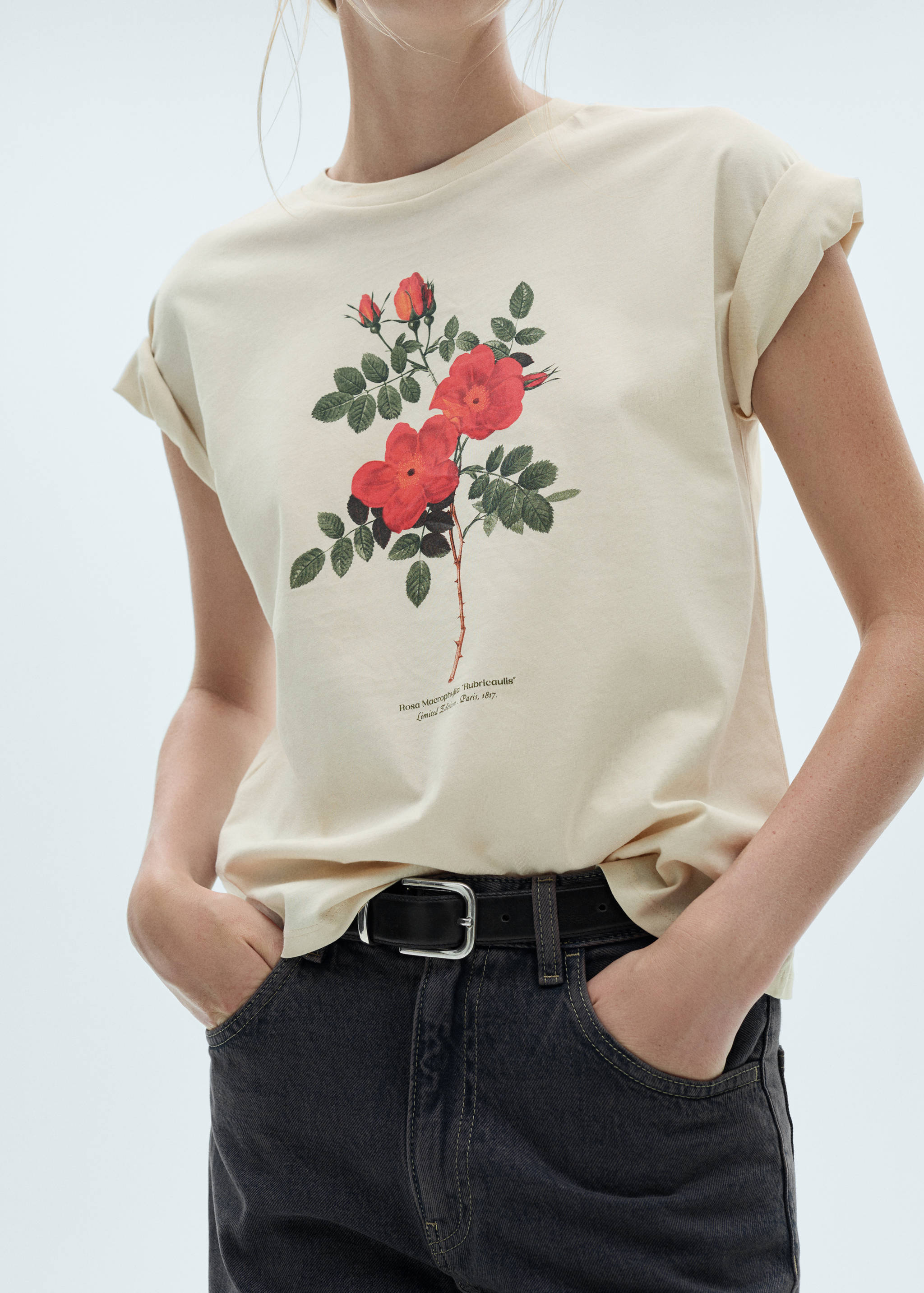 Floral-print cotton t-shirt - Medium plane