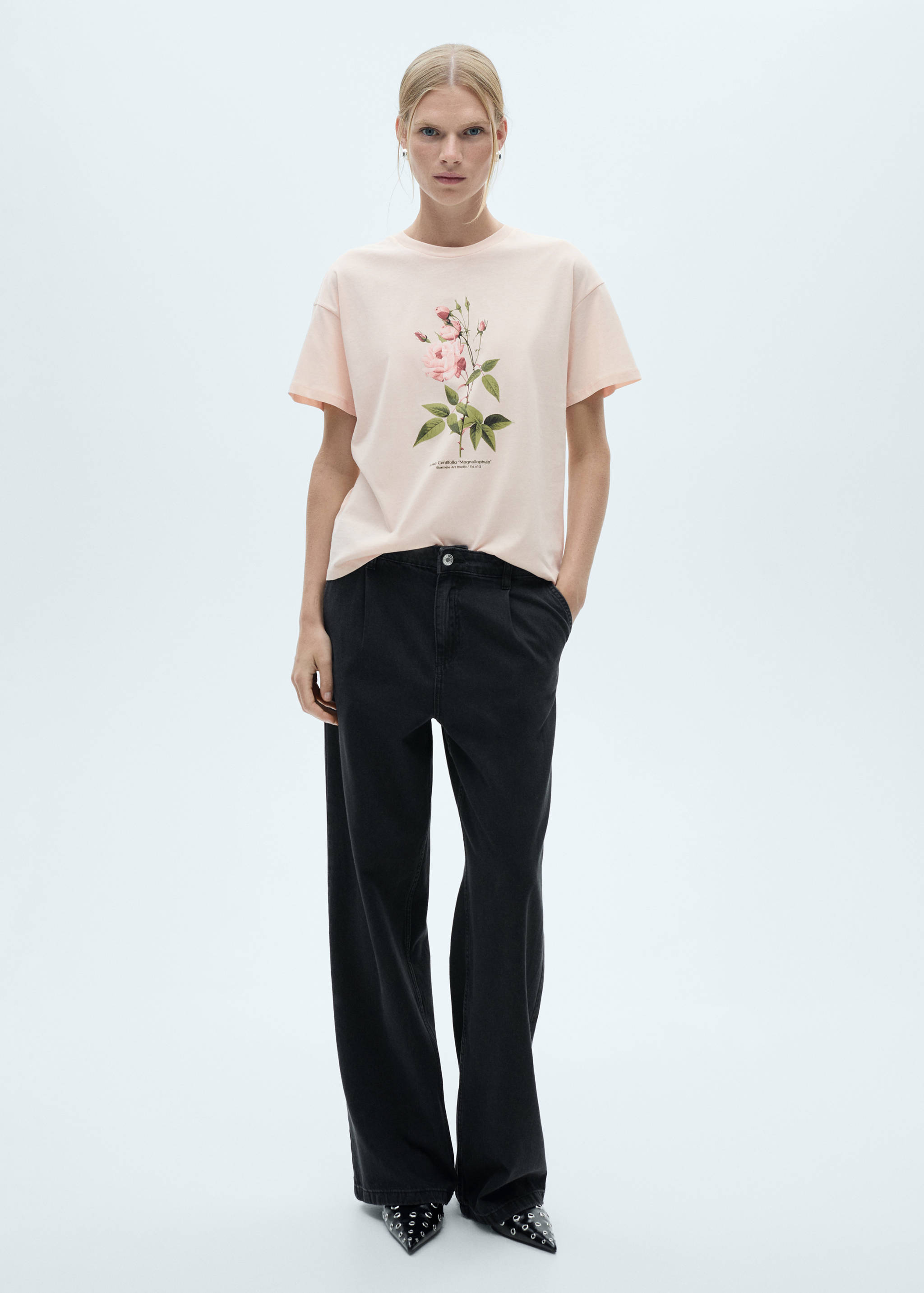 Floral-print cotton t-shirt - General plane