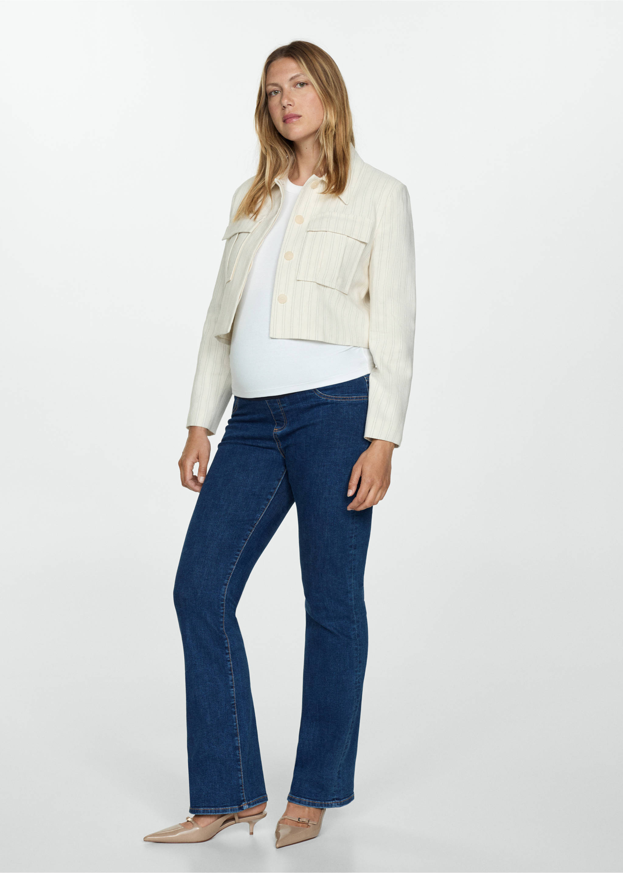 Jeans flare premamá - Plano general, Azul oscuro. Ref: 77034769-00.