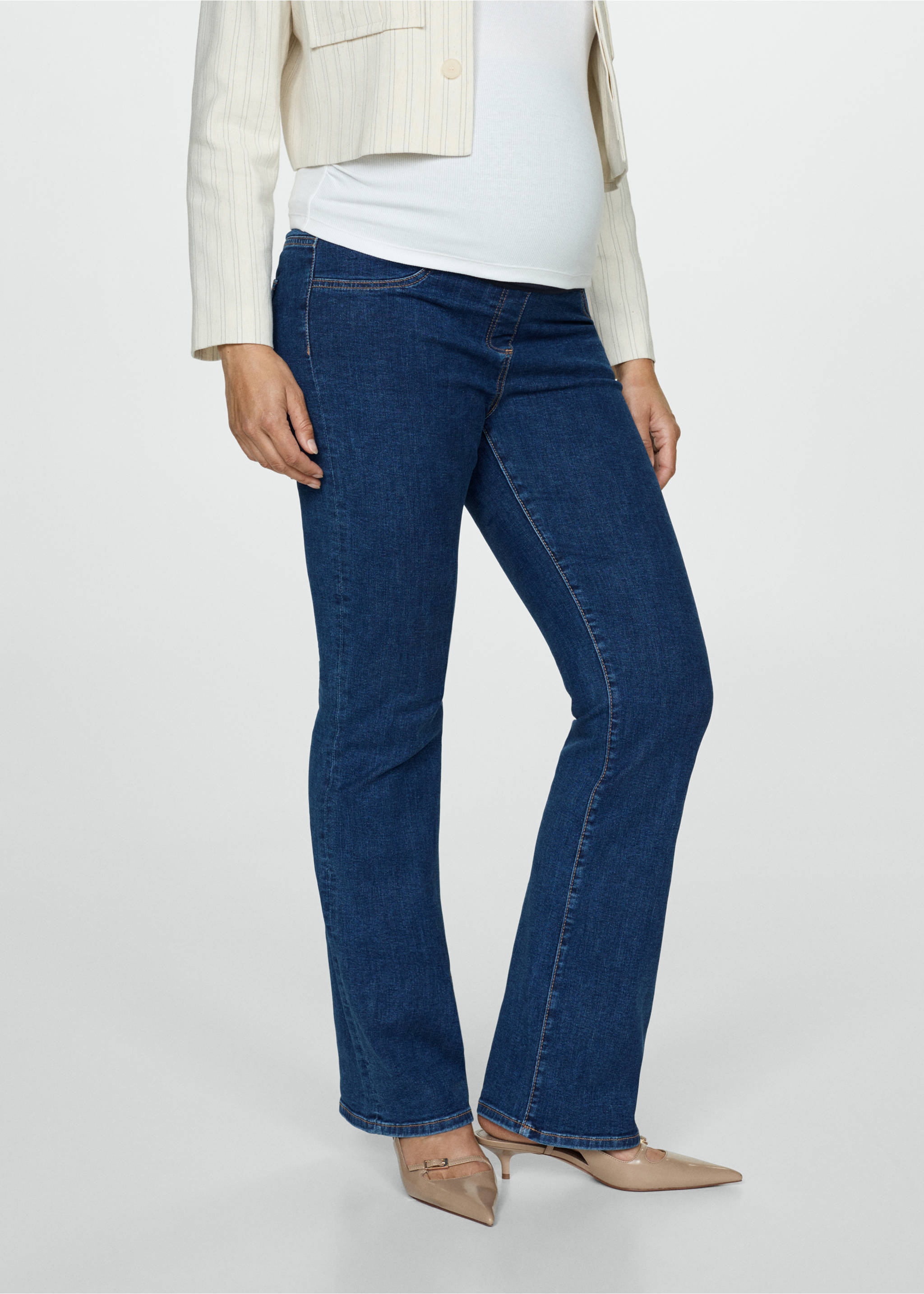 Jeans flare premamá - Plano medio, Azul oscuro. Ref: 77034769-00.
