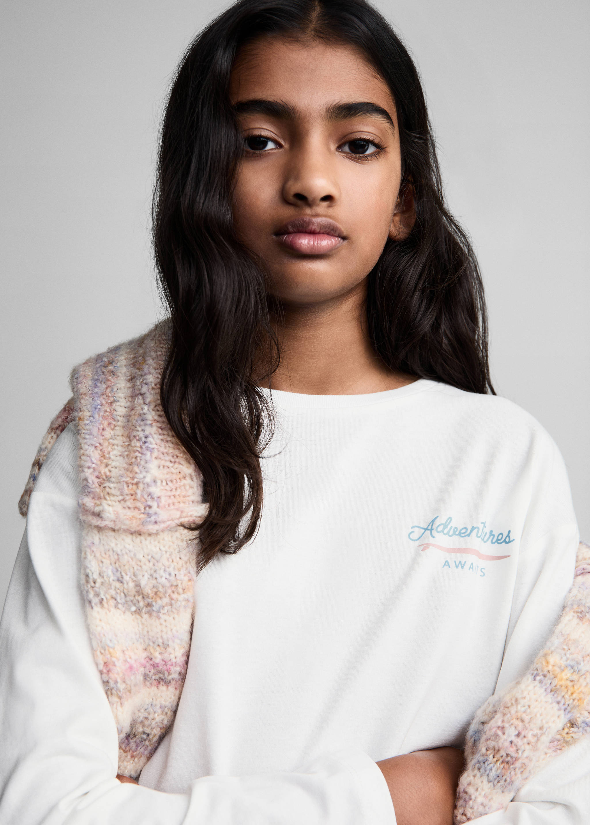 Embroidered detail cotton T-shirt - Details of the article 1