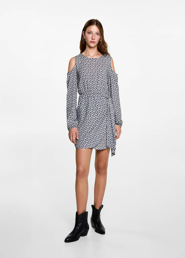 MANGO TEEN - Robe épaules dénudées gris anthracite - XS - Fille Teen
