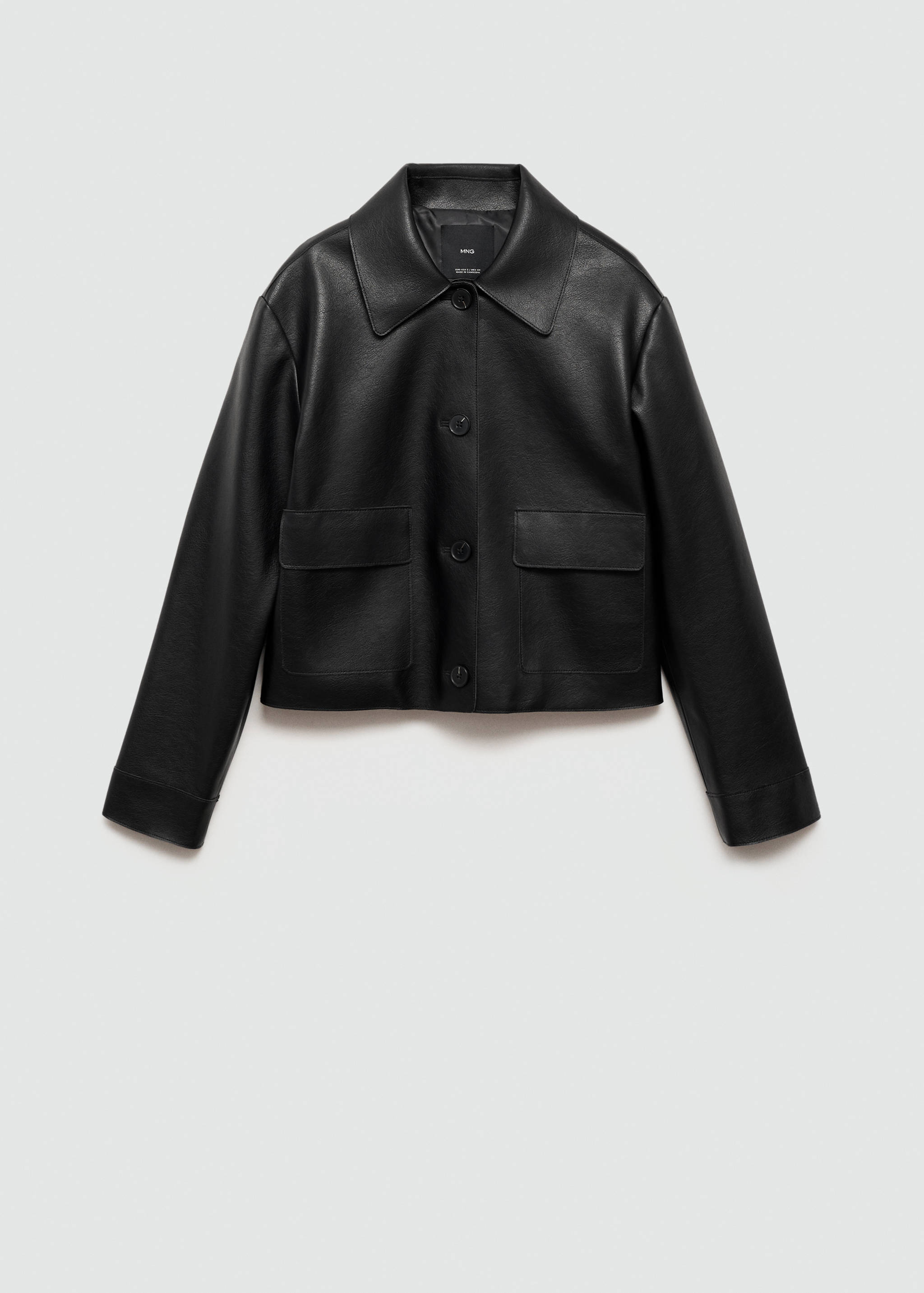 Faux-leather jacket with pockets - Article without model