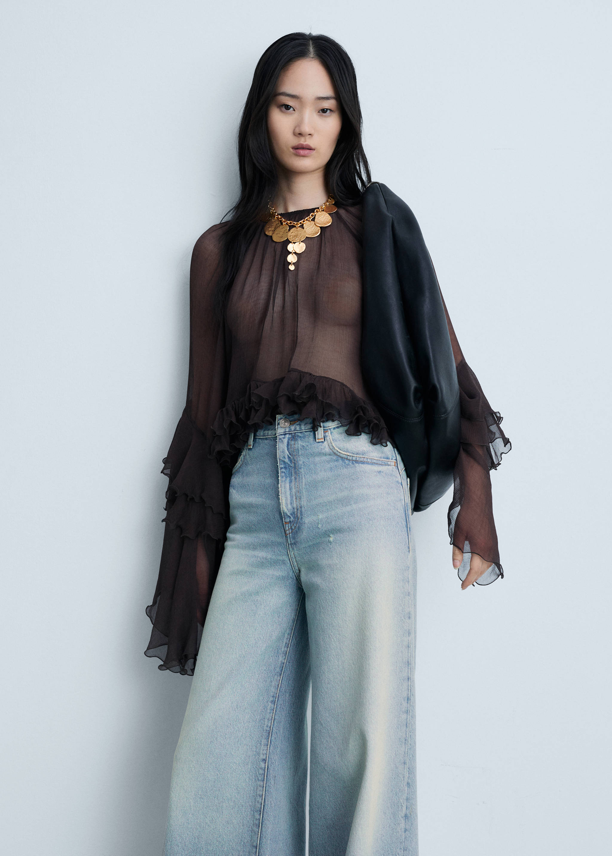 Wideleg low frayed hem jeans - Medium plane