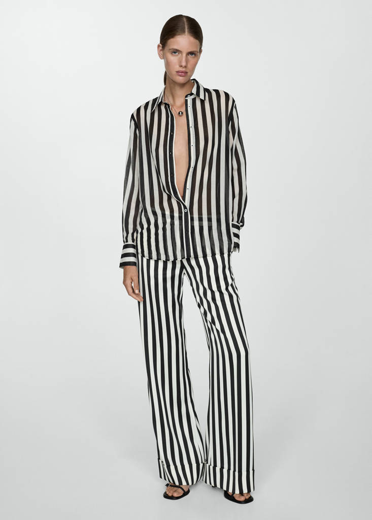 Straight striped trousers — White