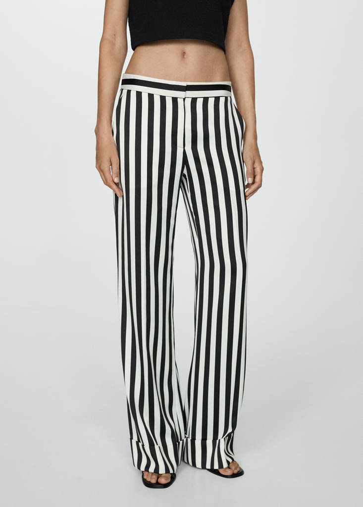 Straight striped trousers — White