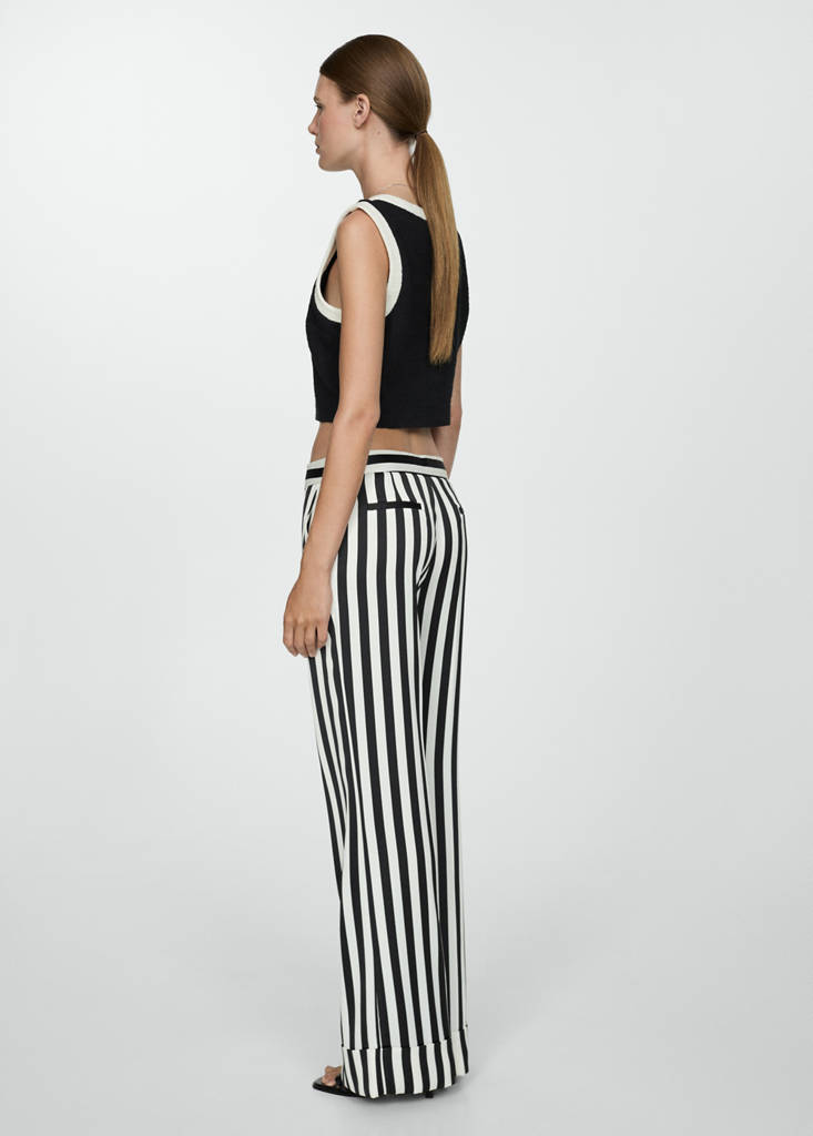 Straight striped trousers — White