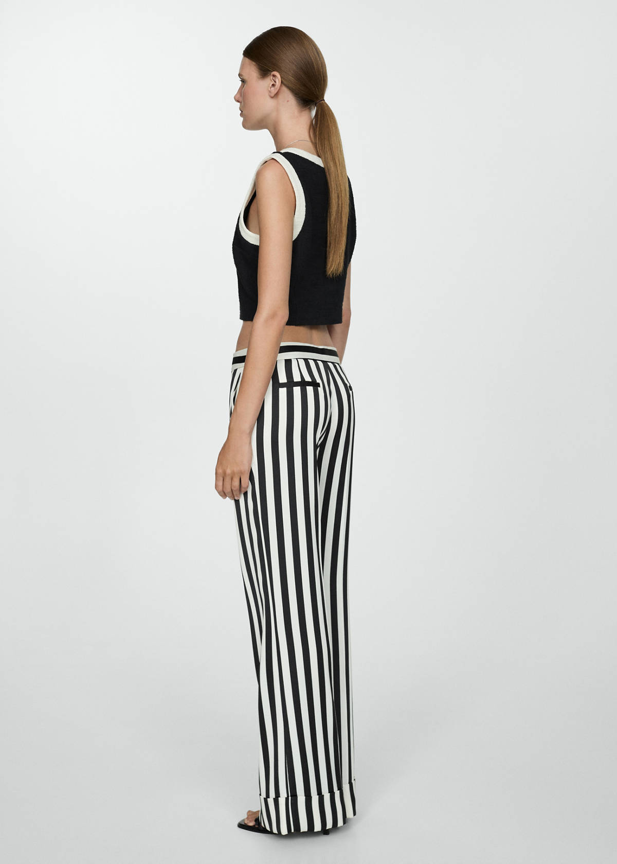 Straight striped trousers — White