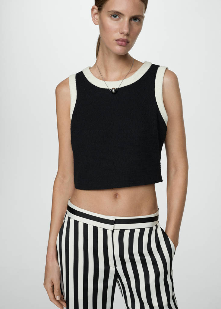 Straight striped trousers — White