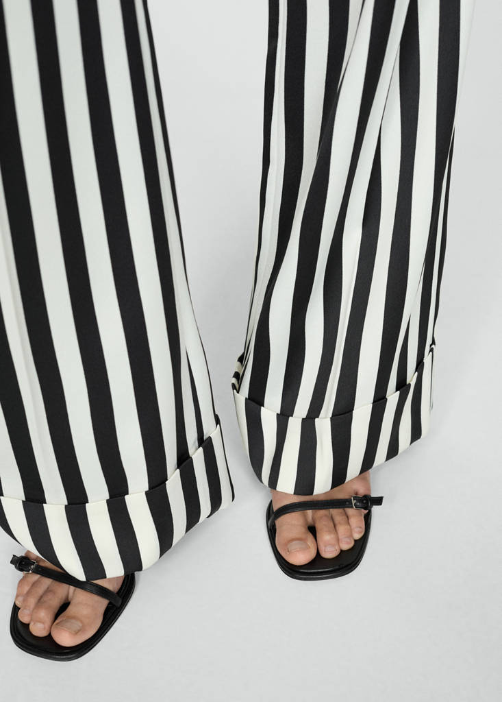Straight striped trousers — White