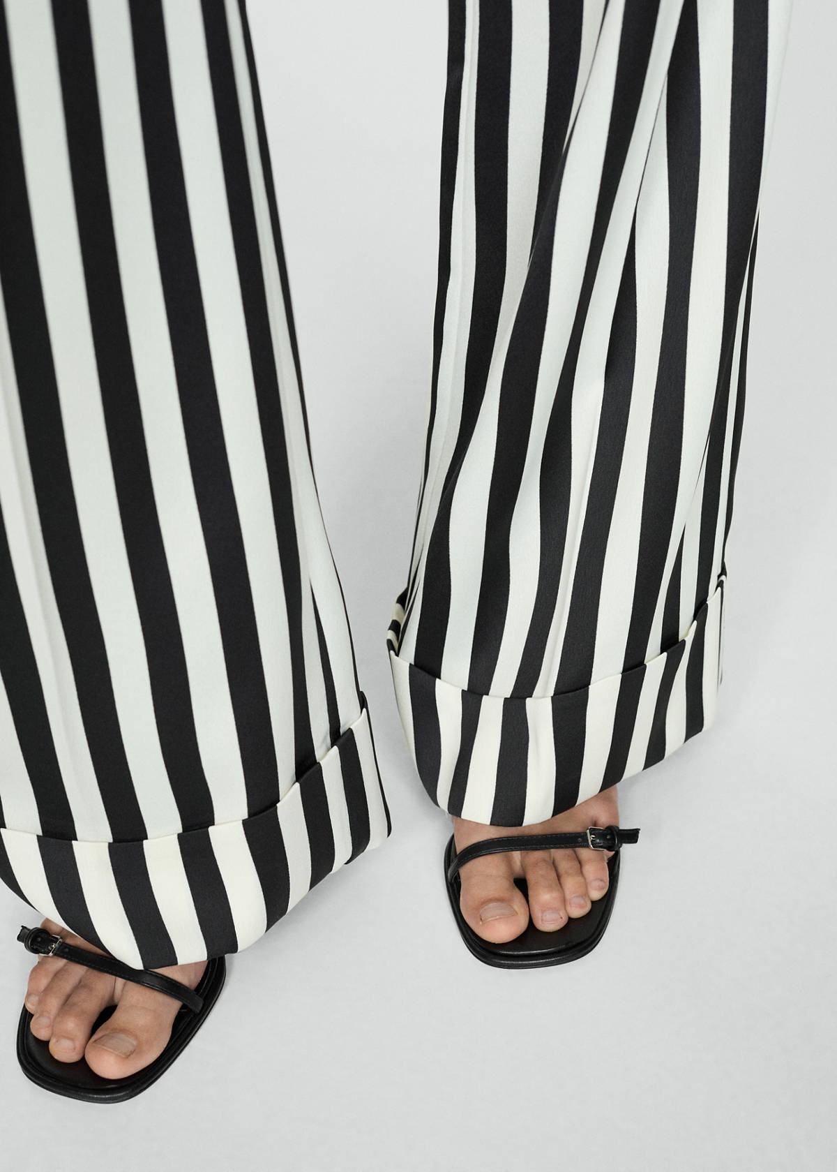 Straight striped trousers — White