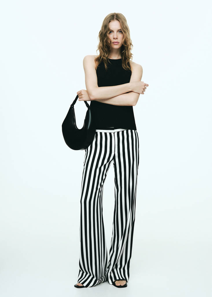Straight striped trousers — White