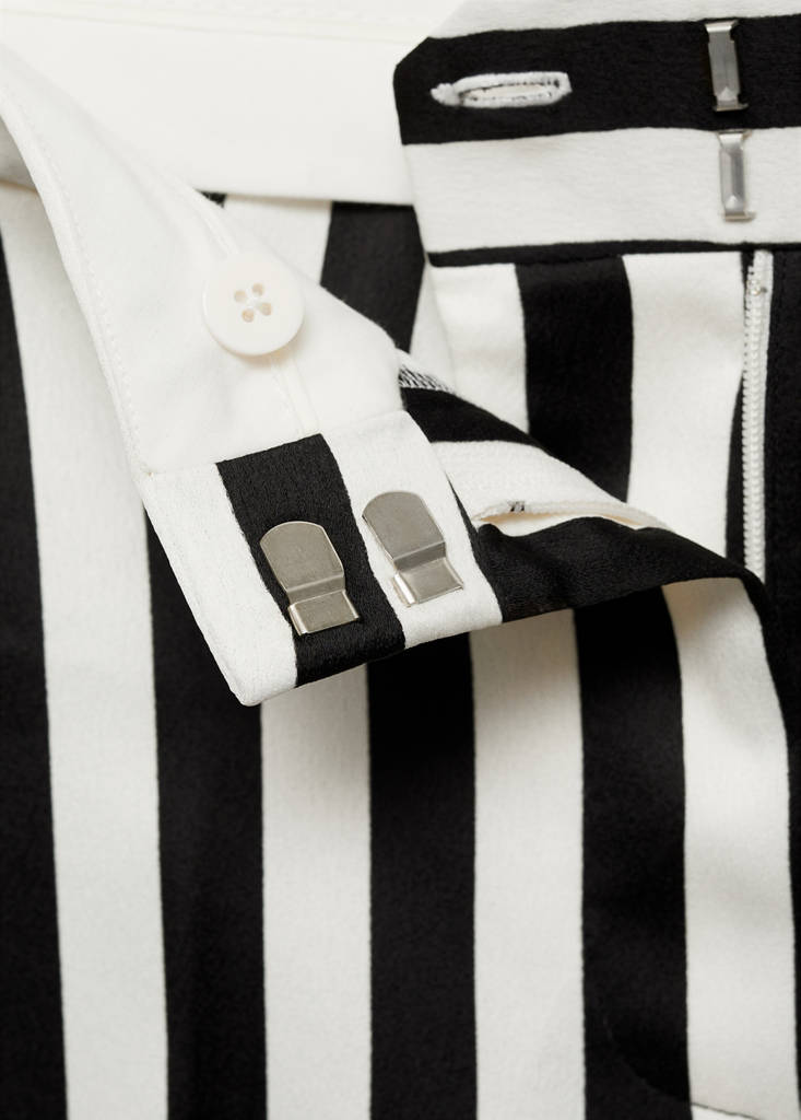 Straight striped trousers — White