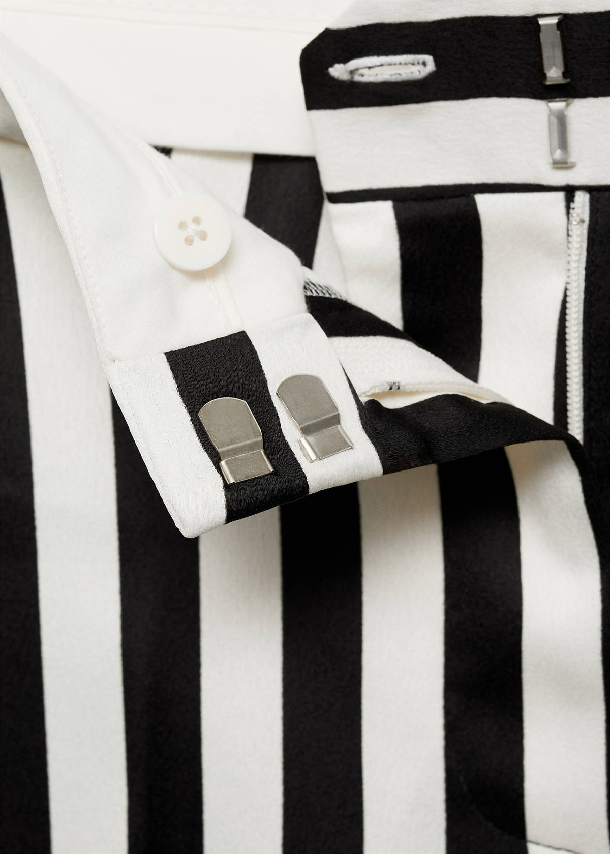 Straight striped trousers — White