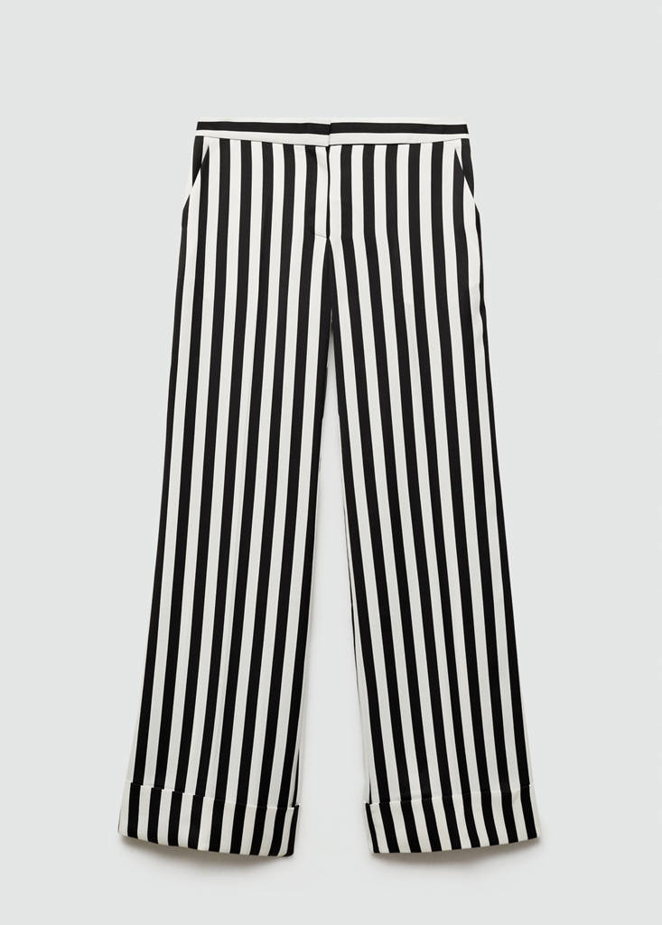 Straight striped trousers — White