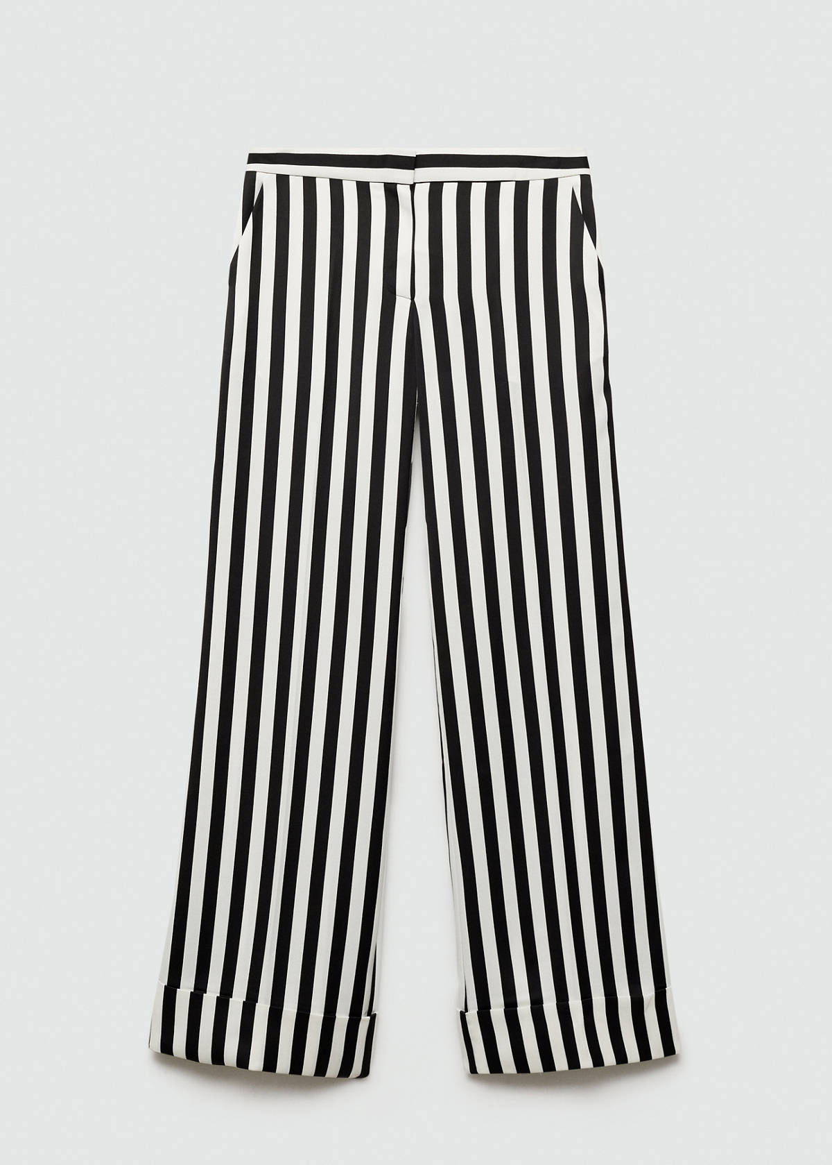 Straight striped trousers — White