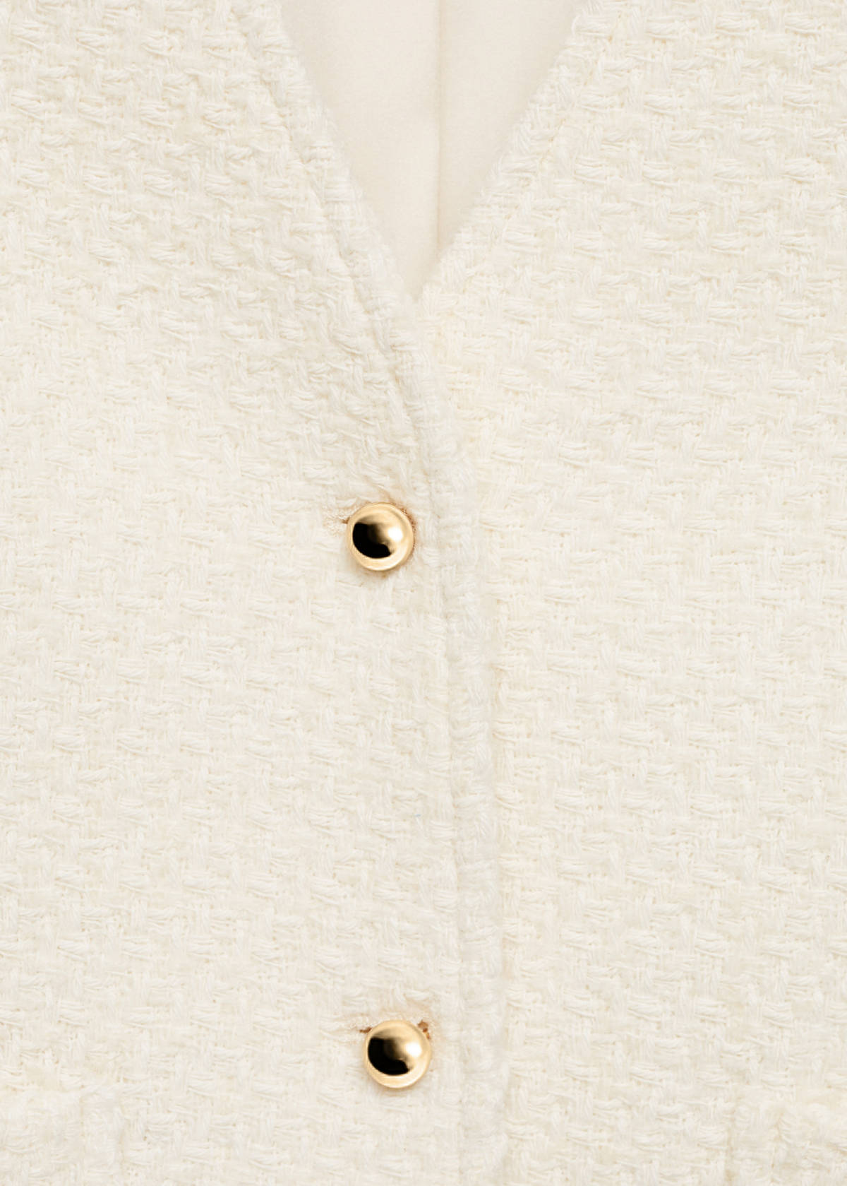 V-neck tweed jacket — Ecru