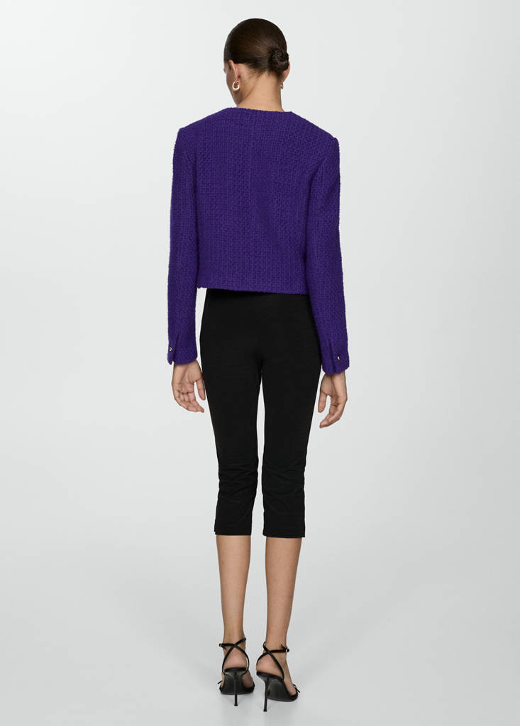 V-neck tweed jacket — Purple