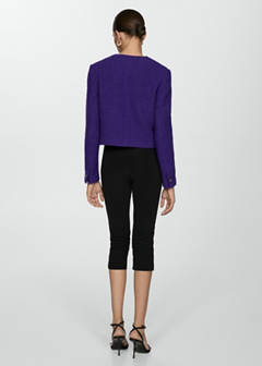 V-neck tweed jacket — Purple 3