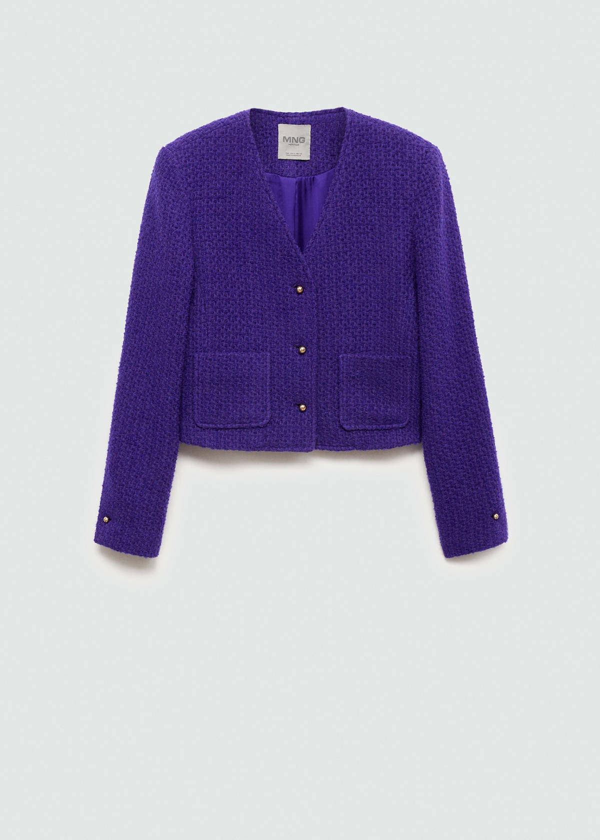 V-neck tweed jacket — Purple