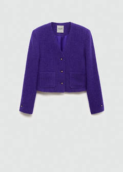 V-neck tweed jacket — Purple 5