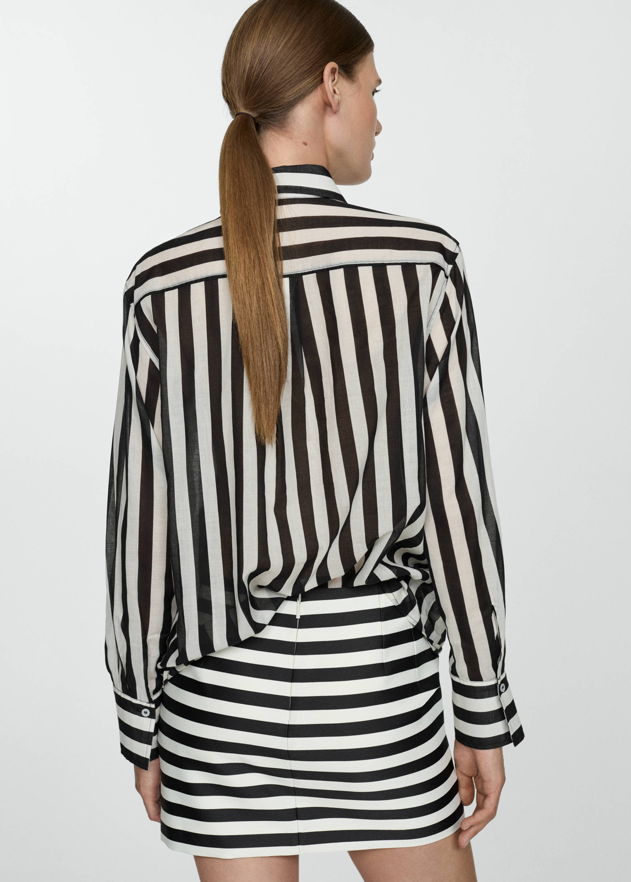 Semi-transparent striped 100% cotton shirt - Reverse of the article