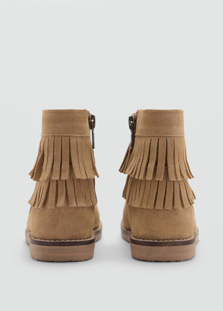 Fringed leather boots — Beige